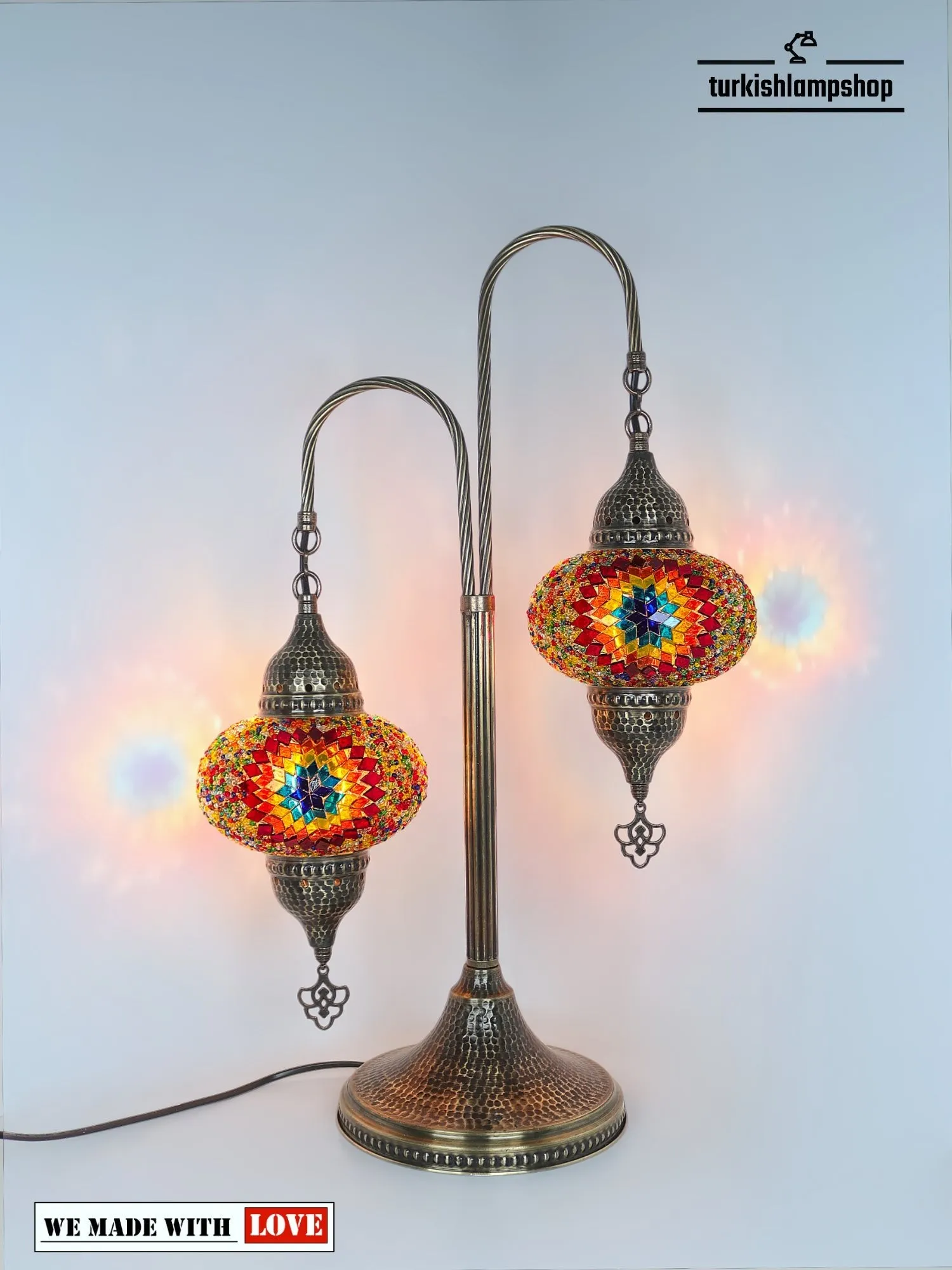 Mosaic Bedside Lamp 2 Globe Turkish Table Lamp