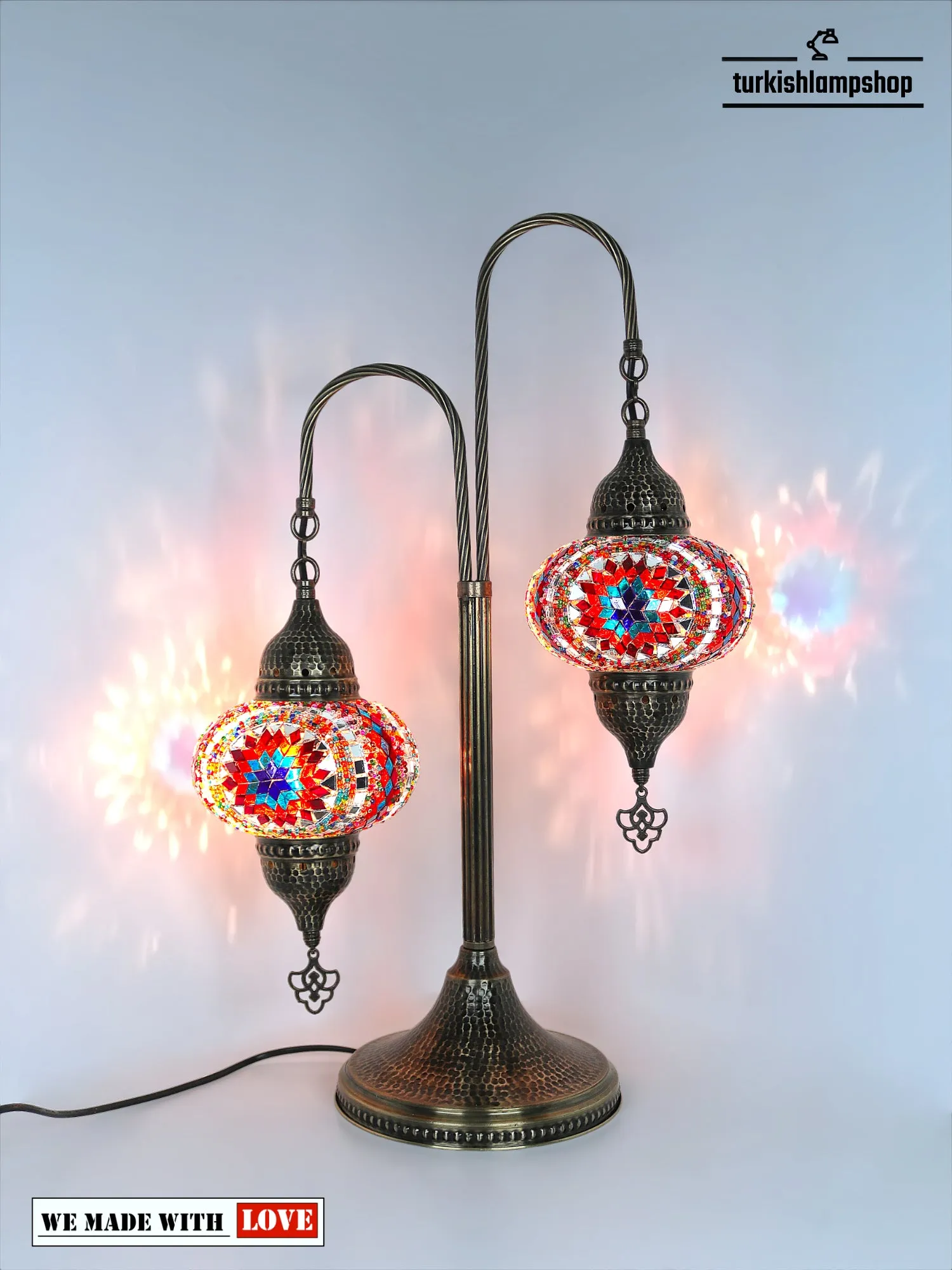 Mosaic Bedside Lamp 2 Globe Turkish Table Lamp