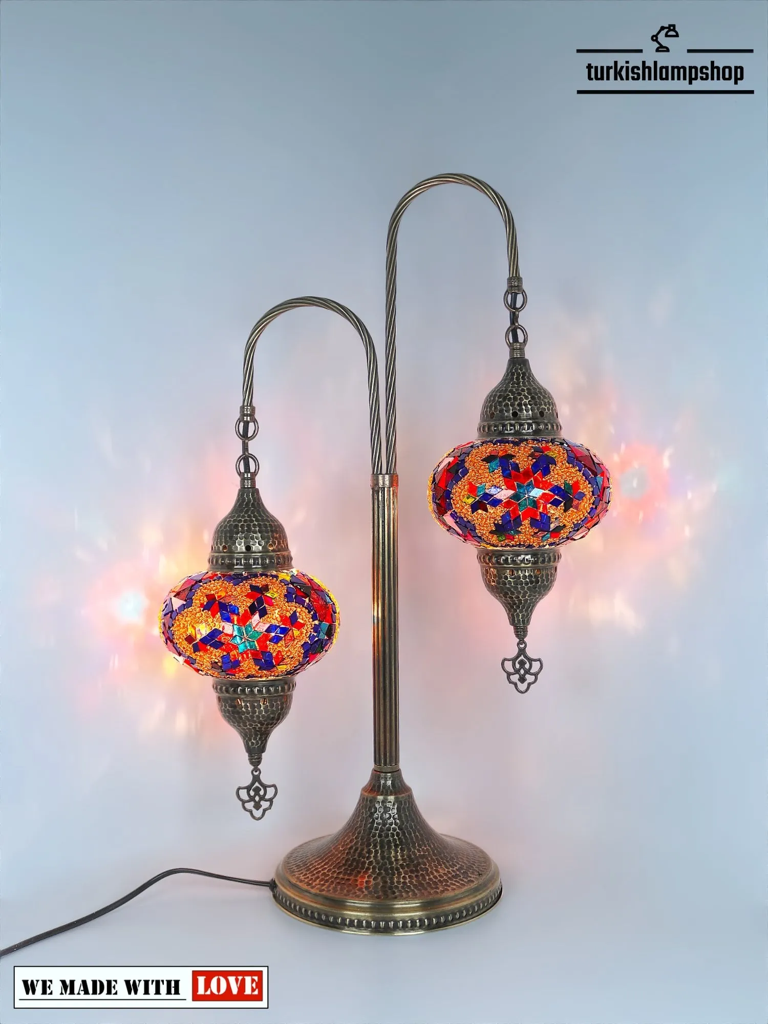Mosaic Bedside Lamp 2 Globe Turkish Table Lamp