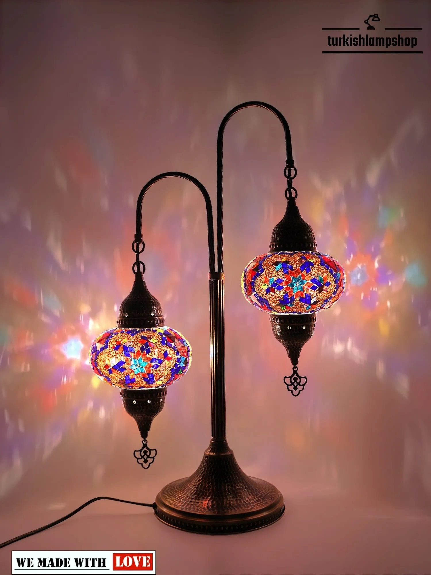 Mosaic Bedside Lamp 2 Globe Turkish Table Lamp