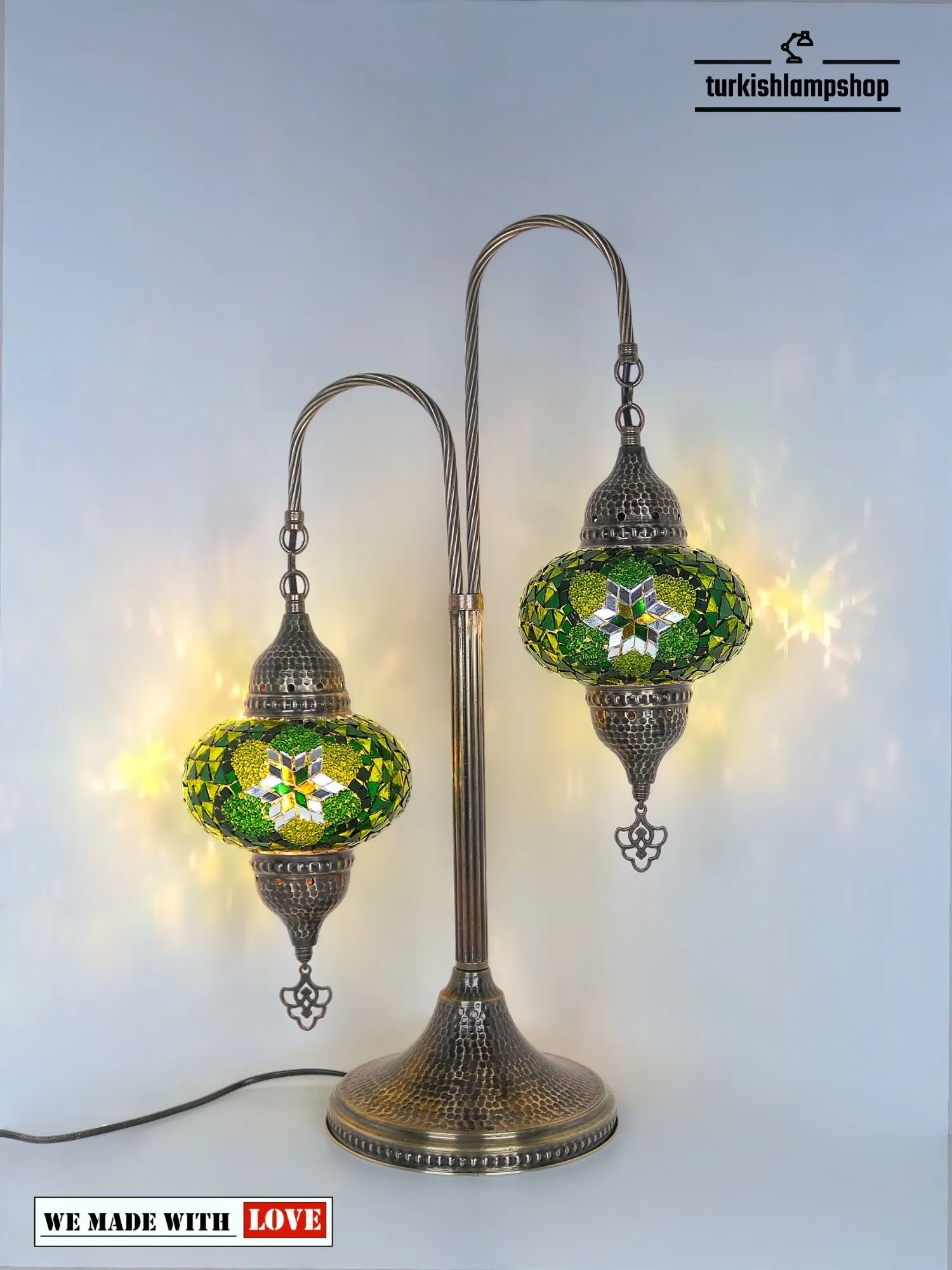 Mosaic Bedside Lamp 2 Globe Turkish Table Lamp