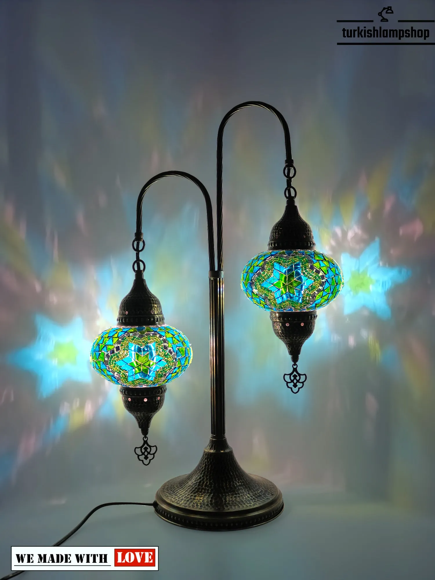 Mosaic Bedside Lamp 2 Globe Turkish Table Lamp