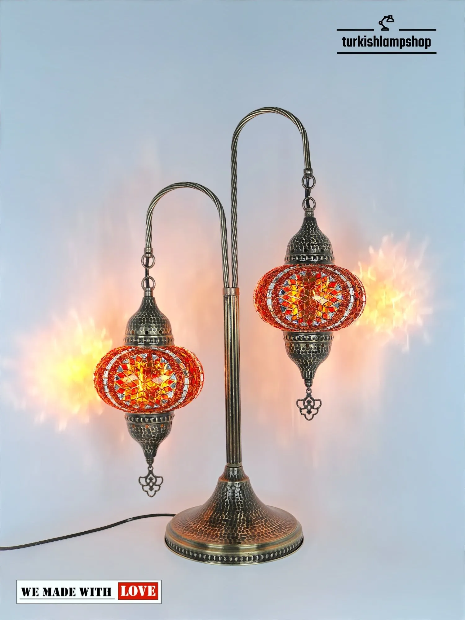 Mosaic Bedside Lamp 2 Globe Turkish Table Lamp