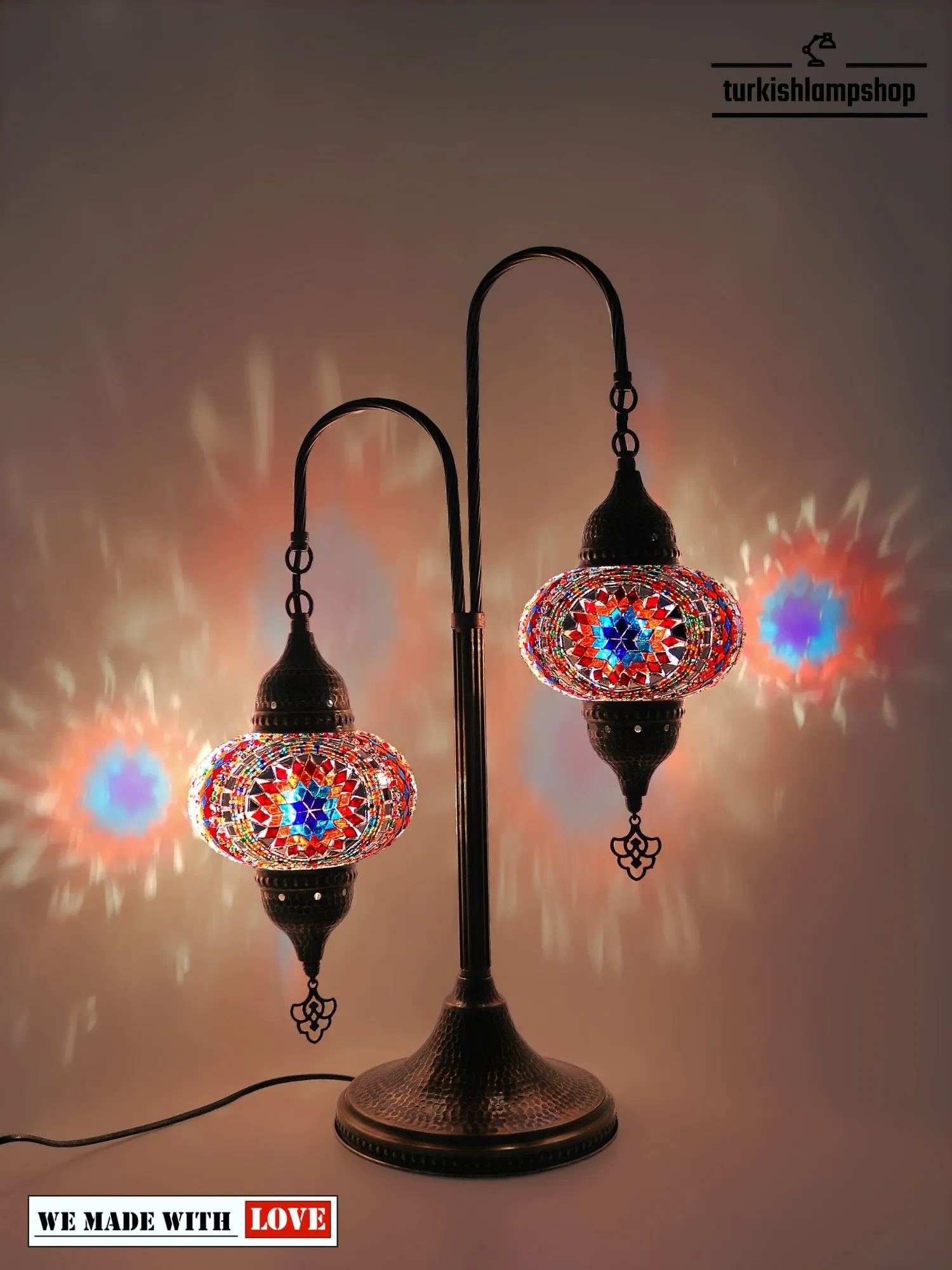Mosaic Bedside Lamp 2 Globe Turkish Table Lamp