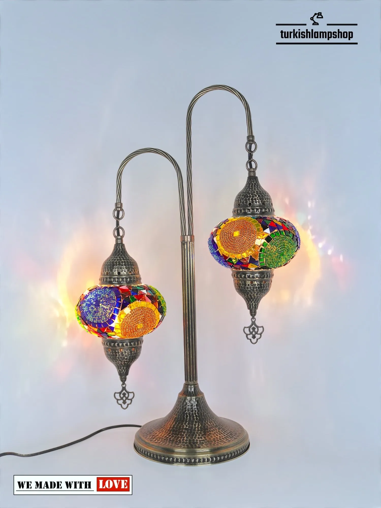 Mosaic Bedside Lamp 2 Globe Turkish Table Lamp