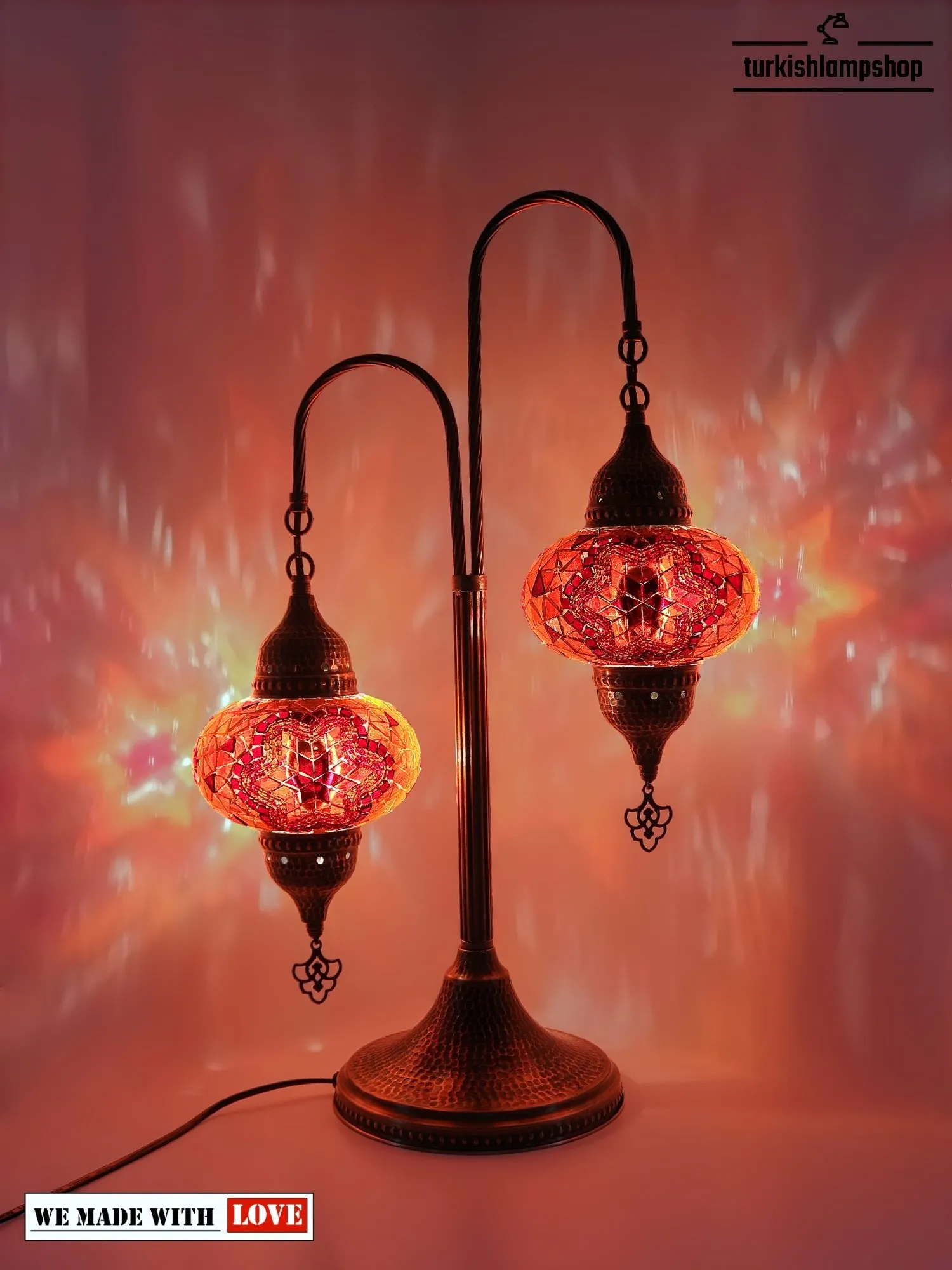 Mosaic Bedside Lamp 2 Globe Turkish Table Lamp