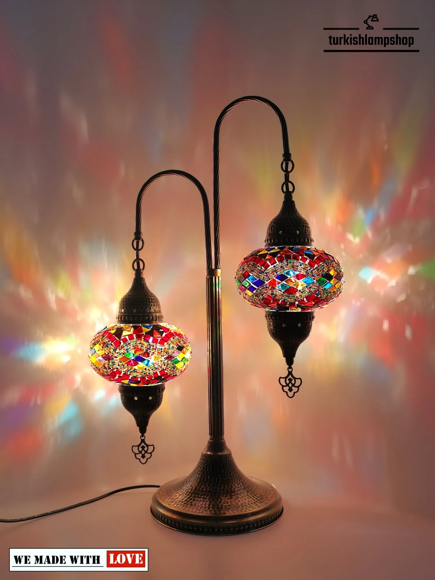 Mosaic Bedside Lamp 2 Globe Turkish Table Lamp