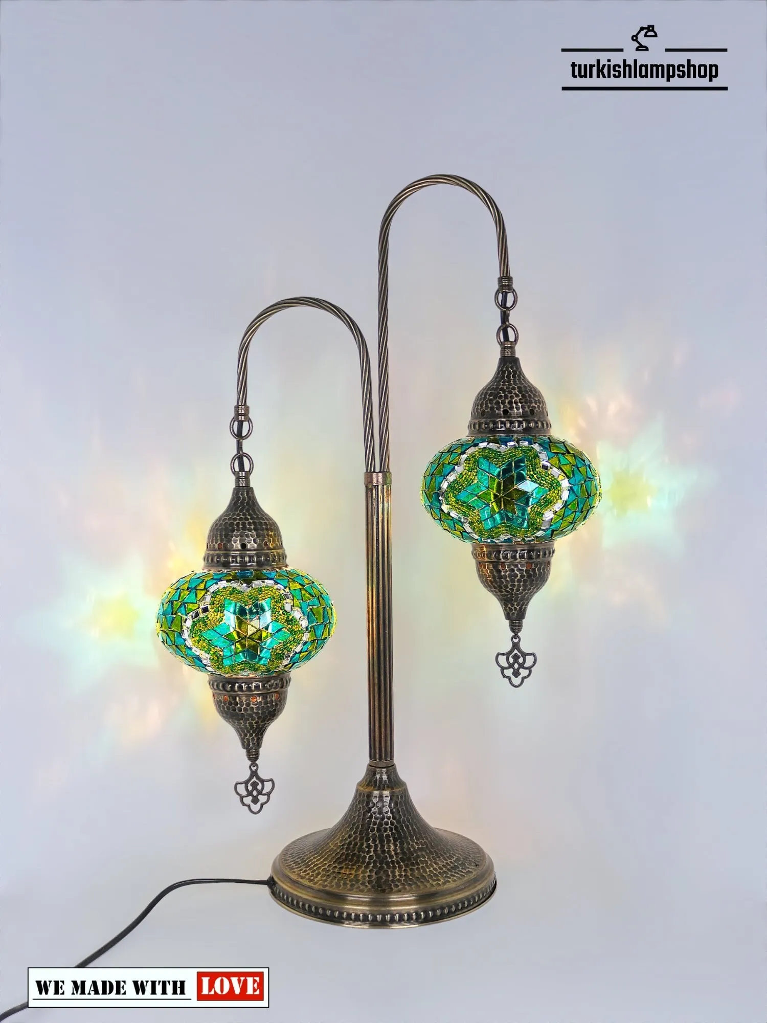 Mosaic Bedside Lamp 2 Globe Turkish Table Lamp
