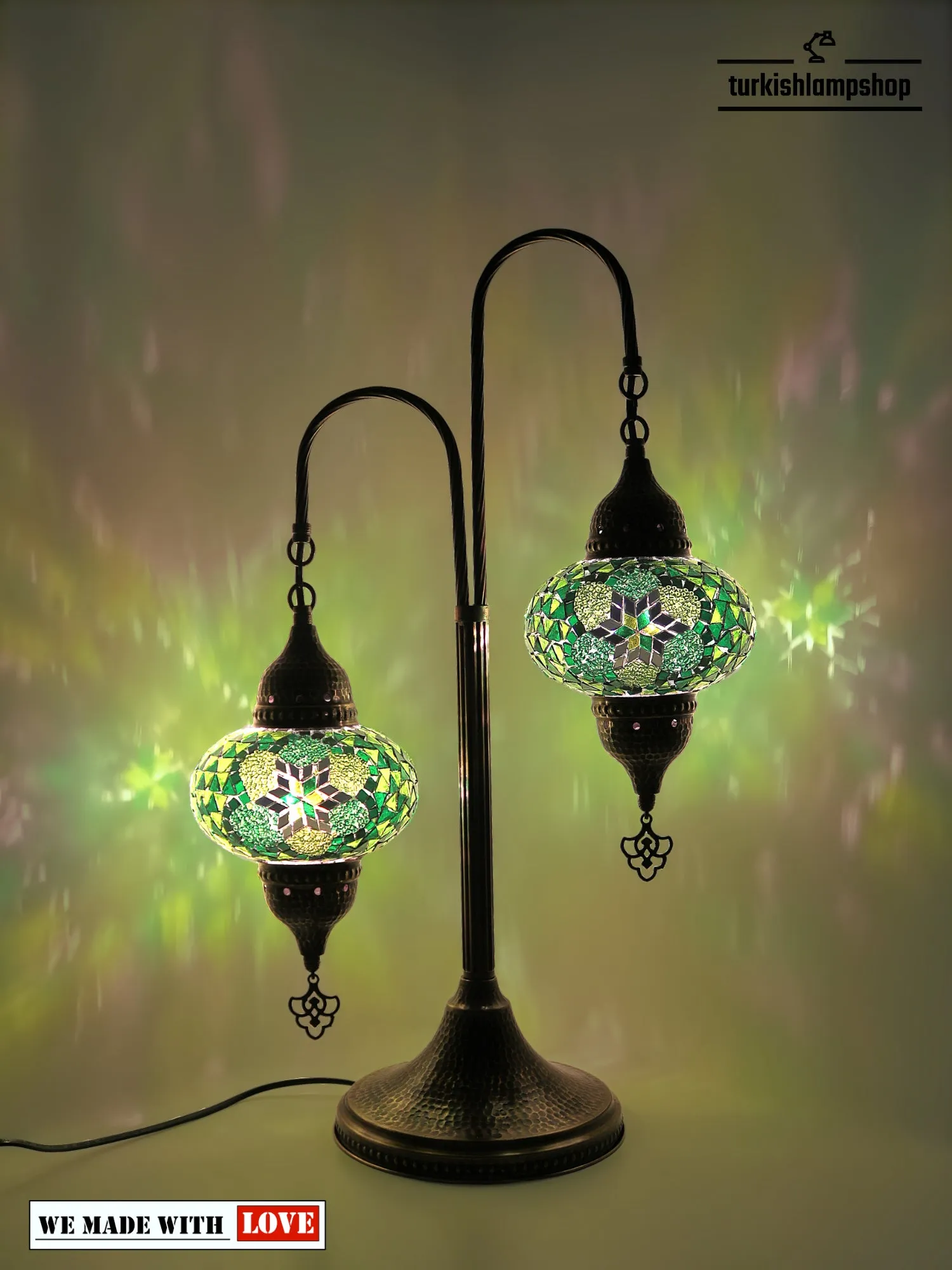 Mosaic Bedside Lamp 2 Globe Turkish Table Lamp
