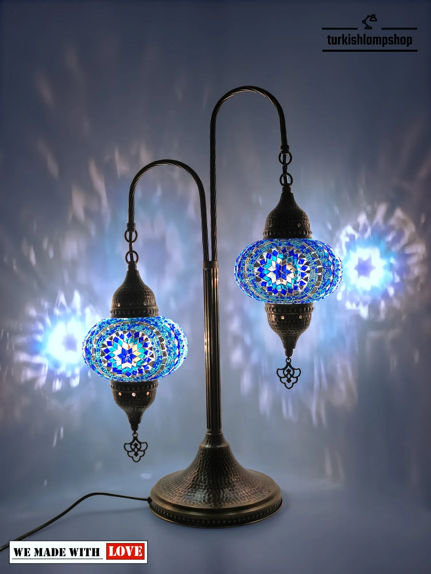 Mosaic Bedside Lamp 2 Globe Turkish Table Lamp