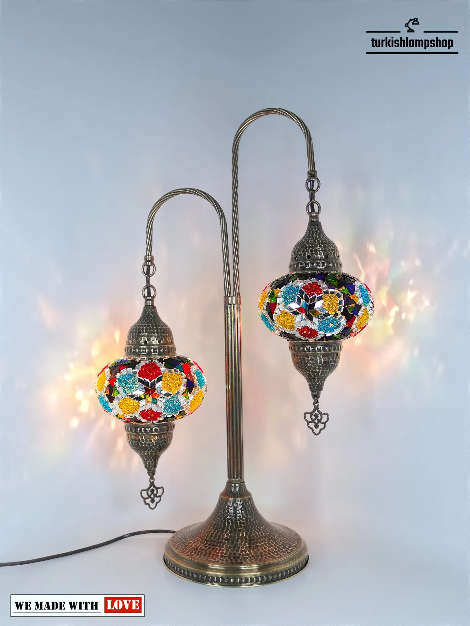 Mosaic Bedside Lamp 2 Globe Turkish Table Lamp