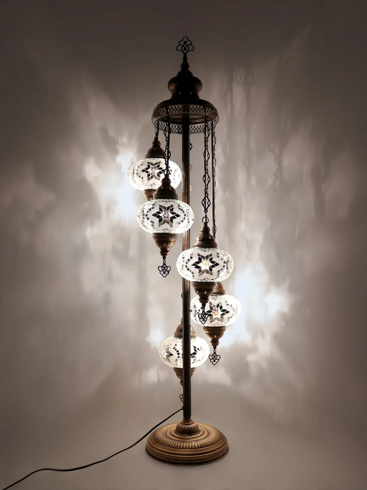 Mosaic Floor Lamp 5 Globes Unique Standing Lighting