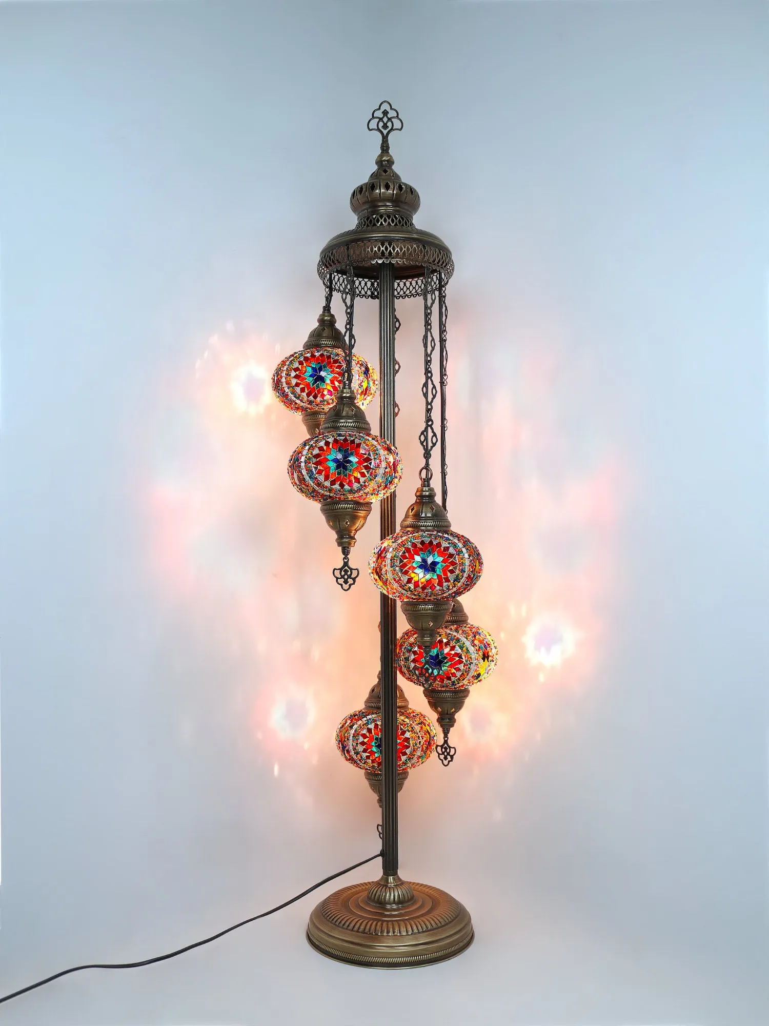 Mosaic Floor Lamp 5 Globes Unique Standing Lighting