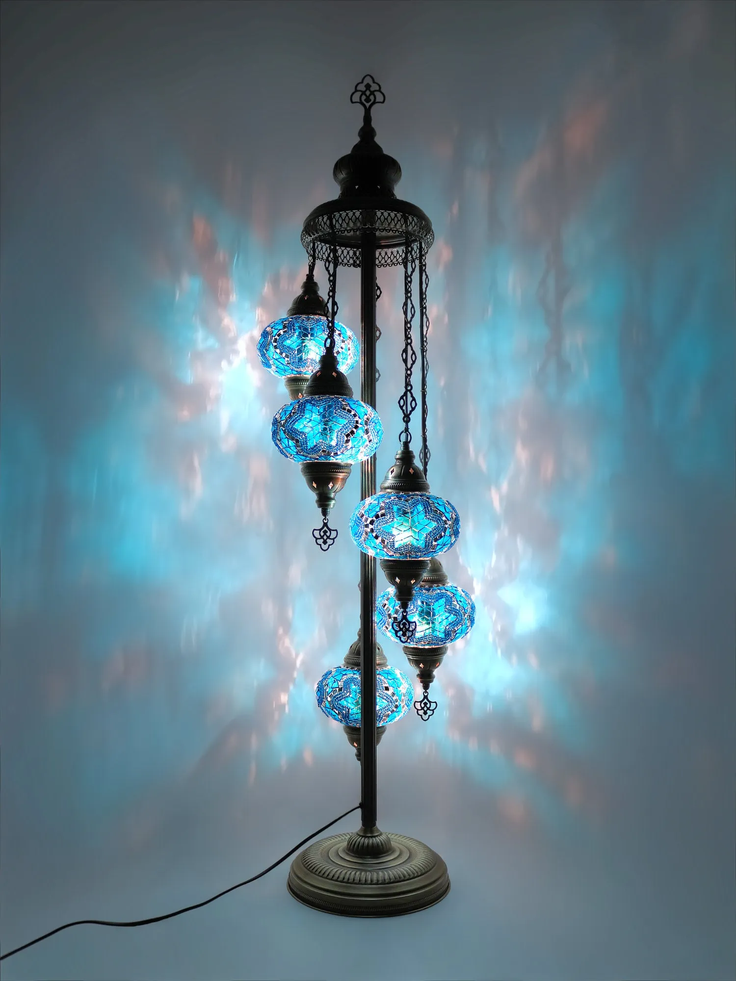 Mosaic Floor Lamp 5 Globes Unique Standing Lighting