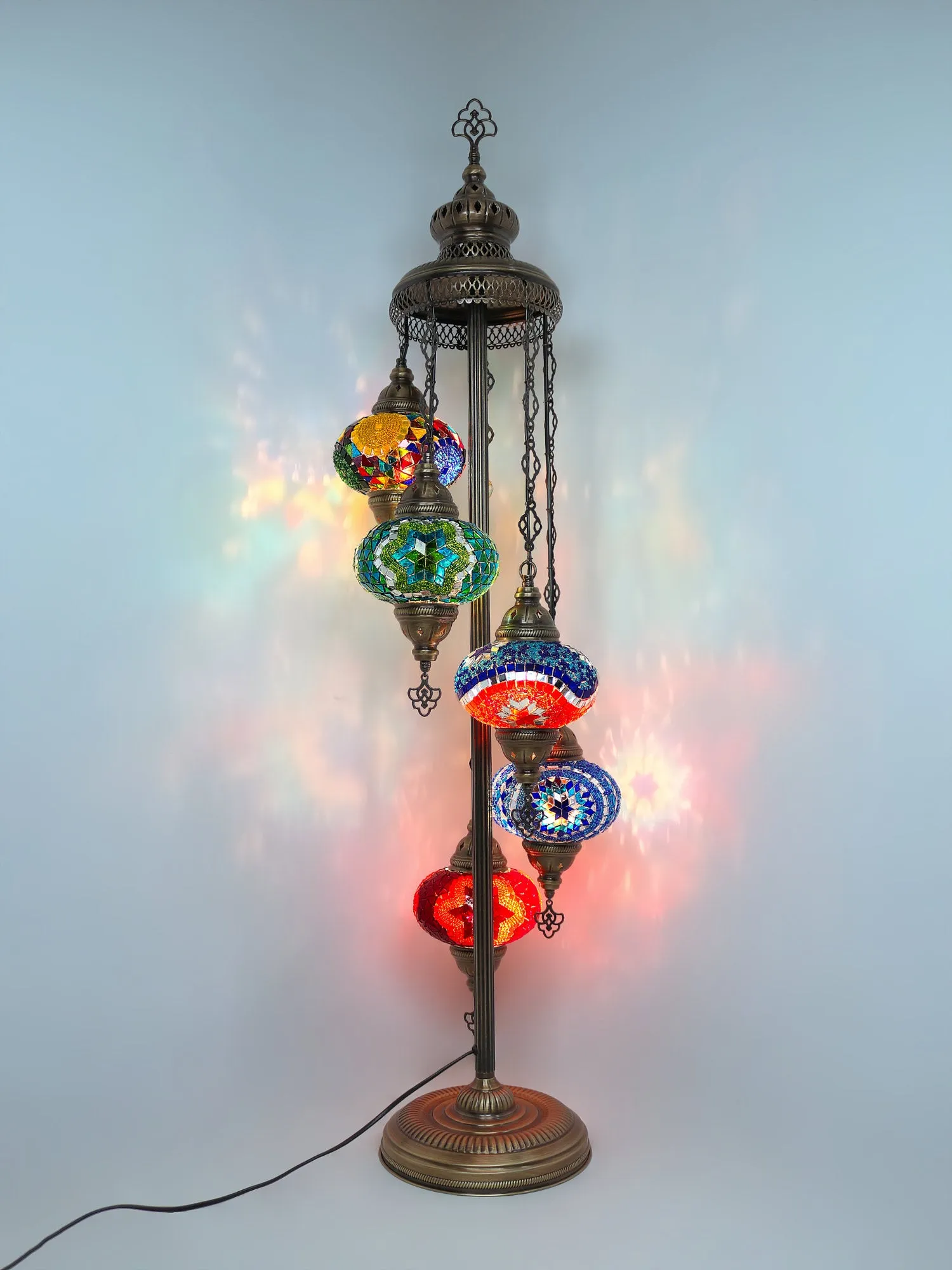 Mosaic Floor Lamp 5 Globes Unique Standing Lighting