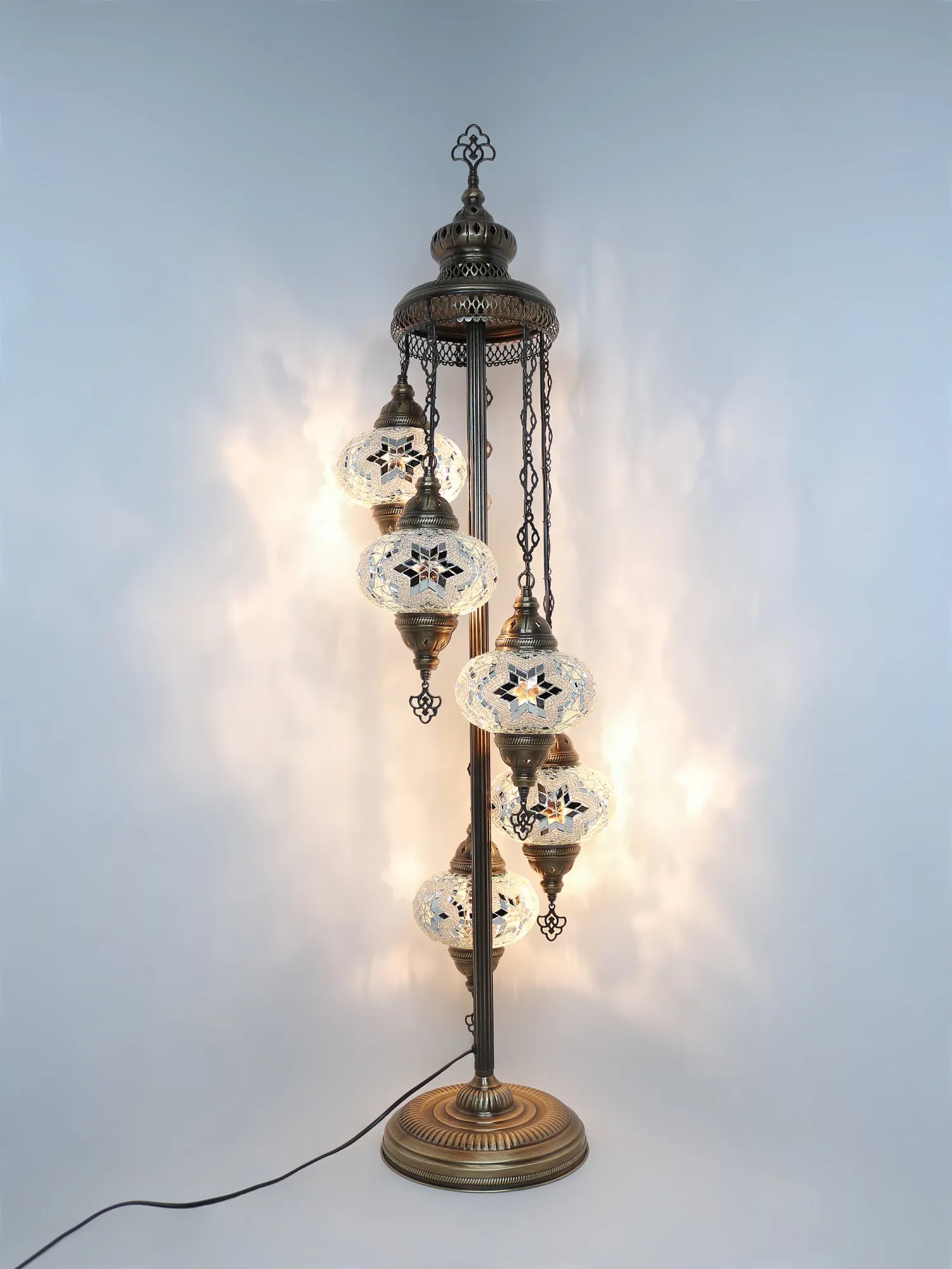 Mosaic Floor Lamp 5 Globes Unique Standing Lighting