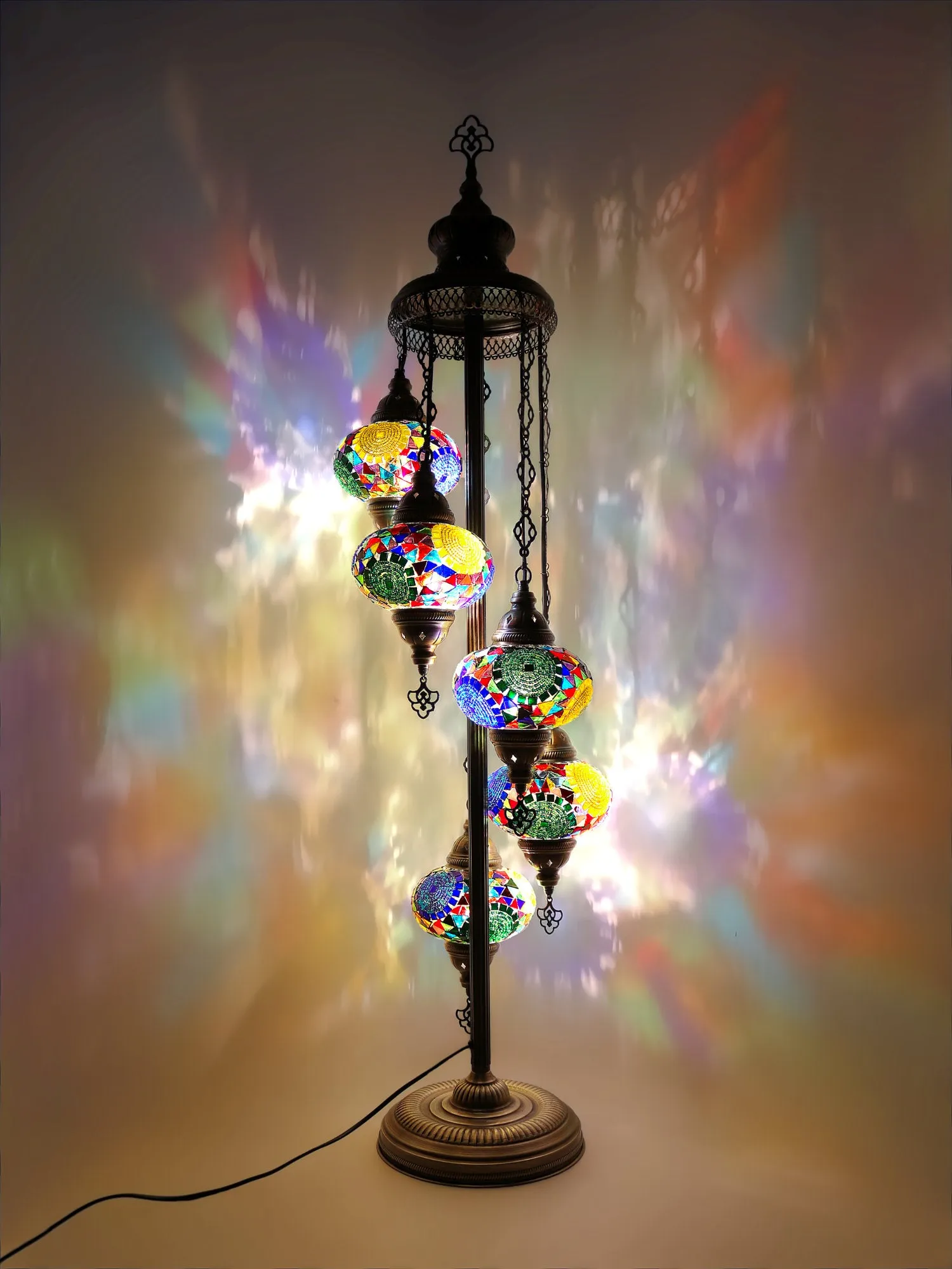 Mosaic Floor Lamp 5 Globes Unique Standing Lighting