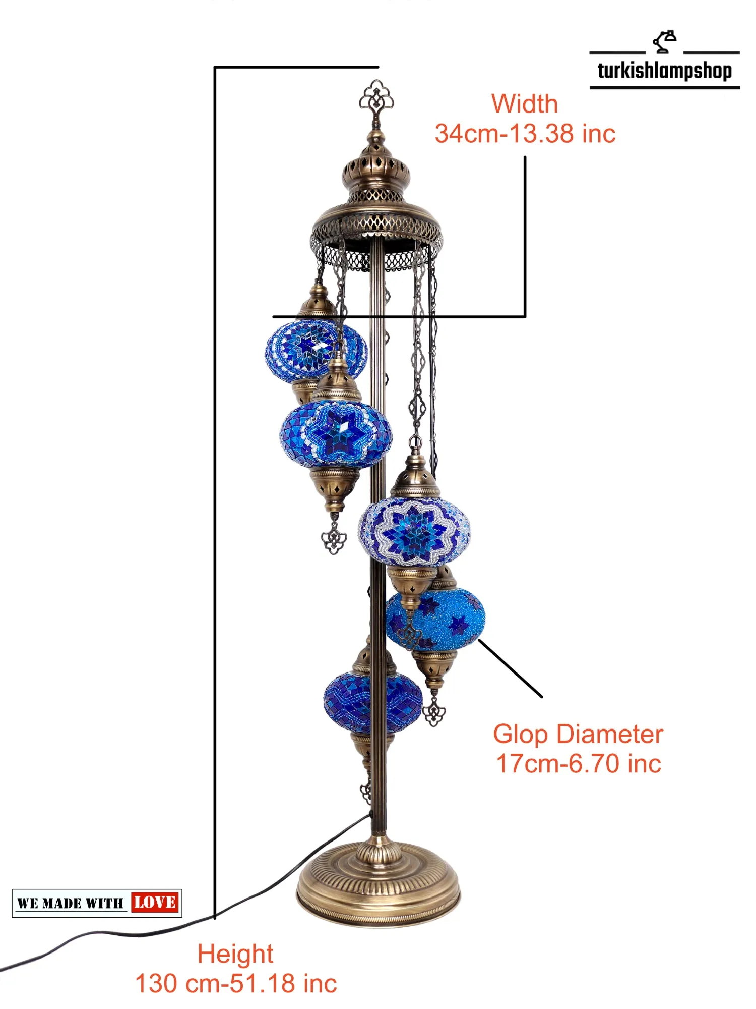 Mosaic Floor Lamp 5 Globes Unique Standing Lighting
