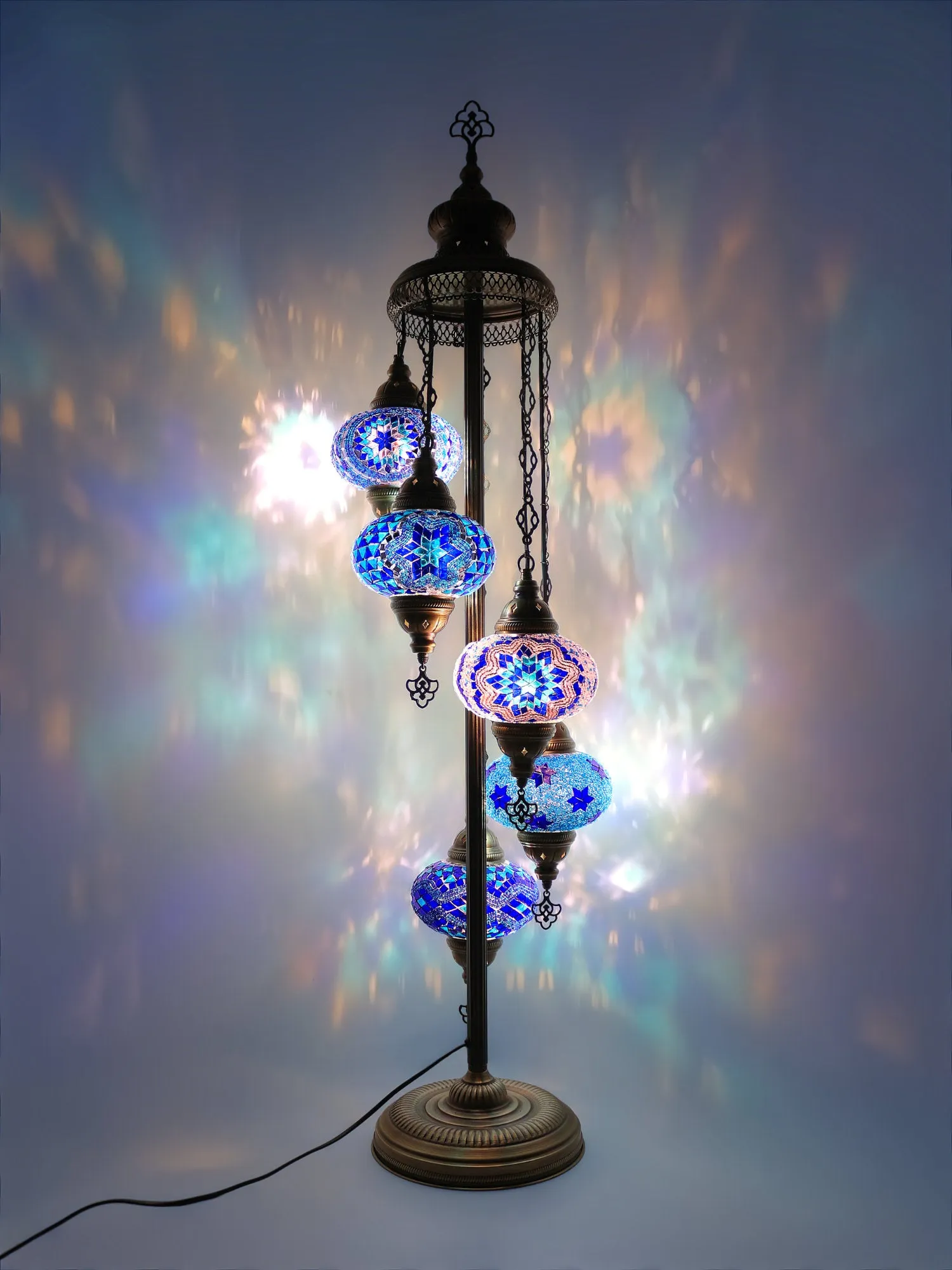 Mosaic Floor Lamp 5 Globes Unique Standing Lighting
