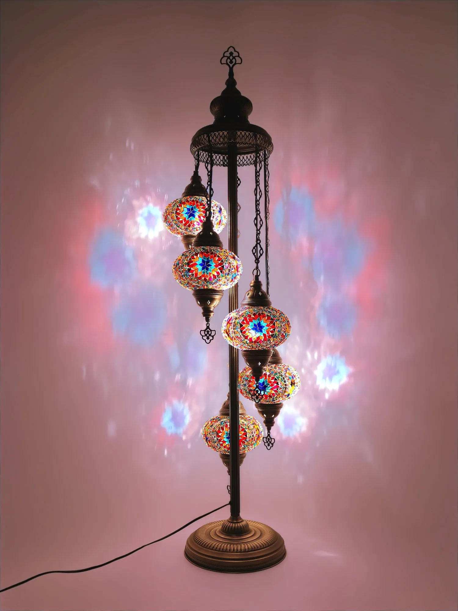 Mosaic Floor Lamp 5 Globes Unique Standing Lighting