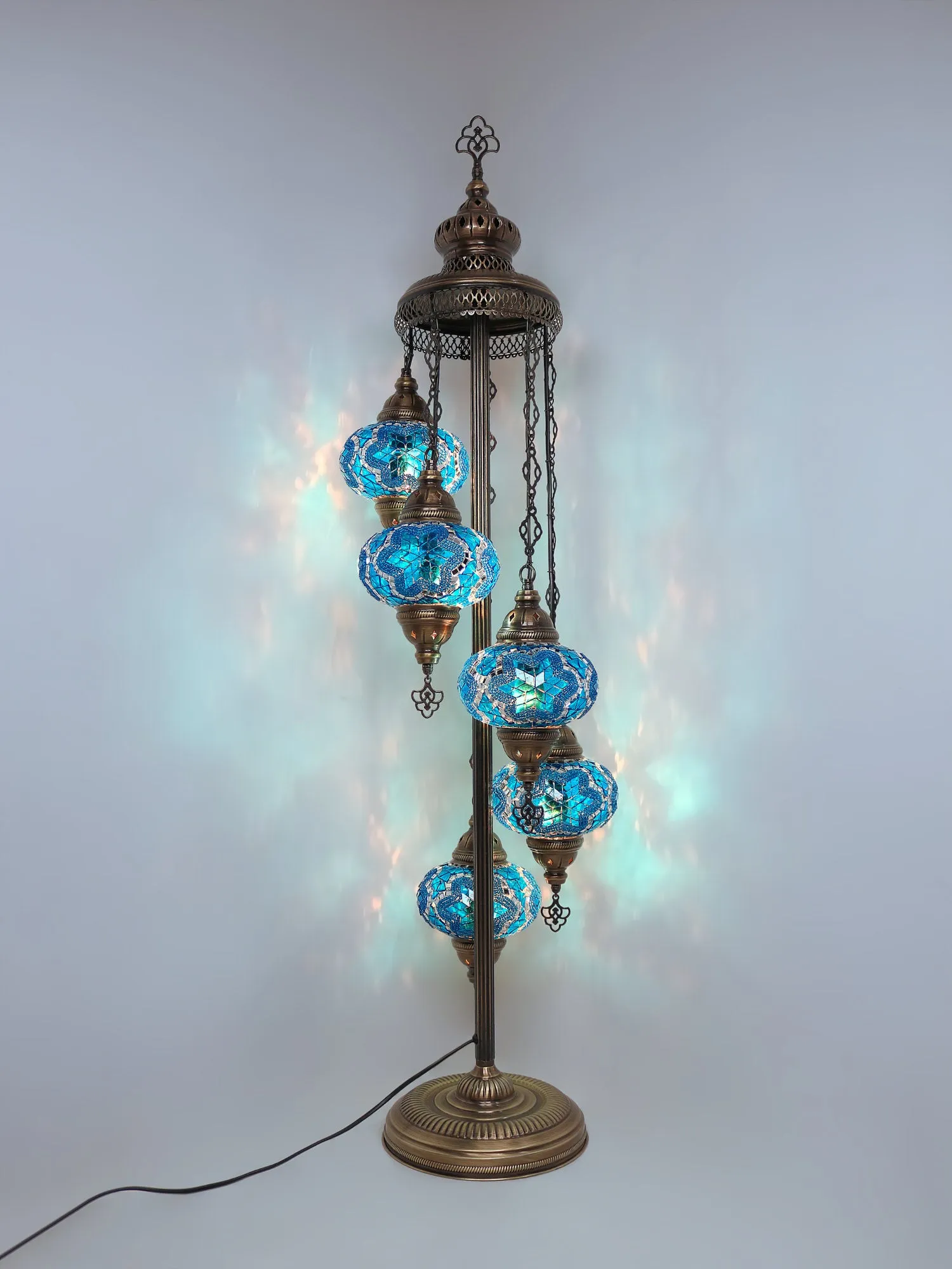 Mosaic Floor Lamp 5 Globes Unique Standing Lighting