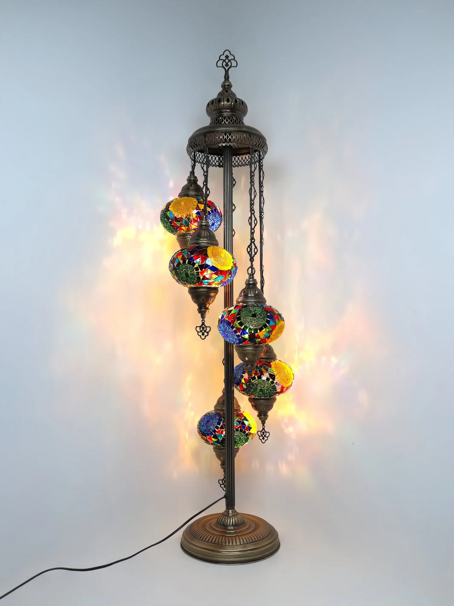 Mosaic Floor Lamp 5 Globes Unique Standing Lighting