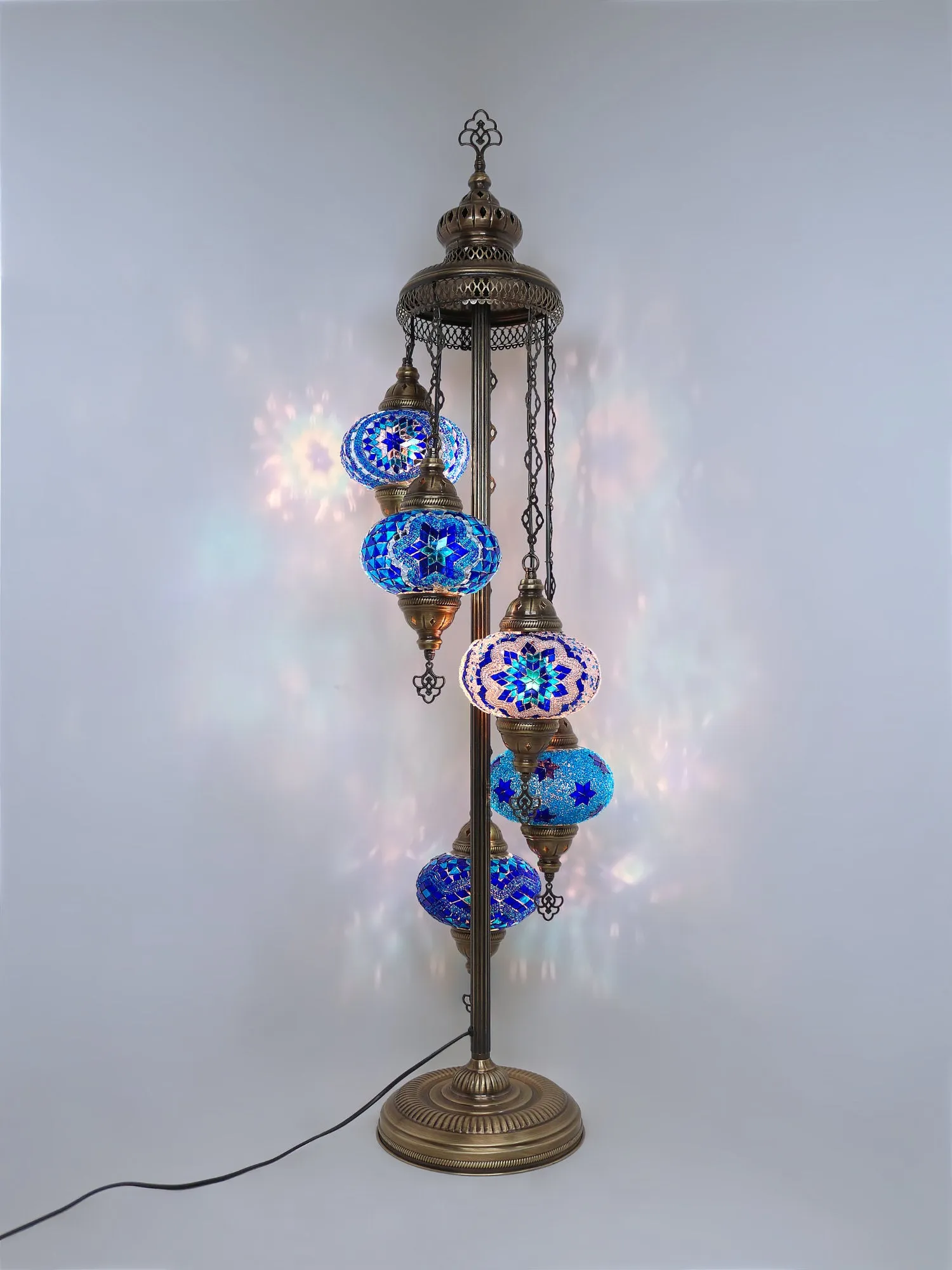 Mosaic Floor Lamp 5 Globes Unique Standing Lighting
