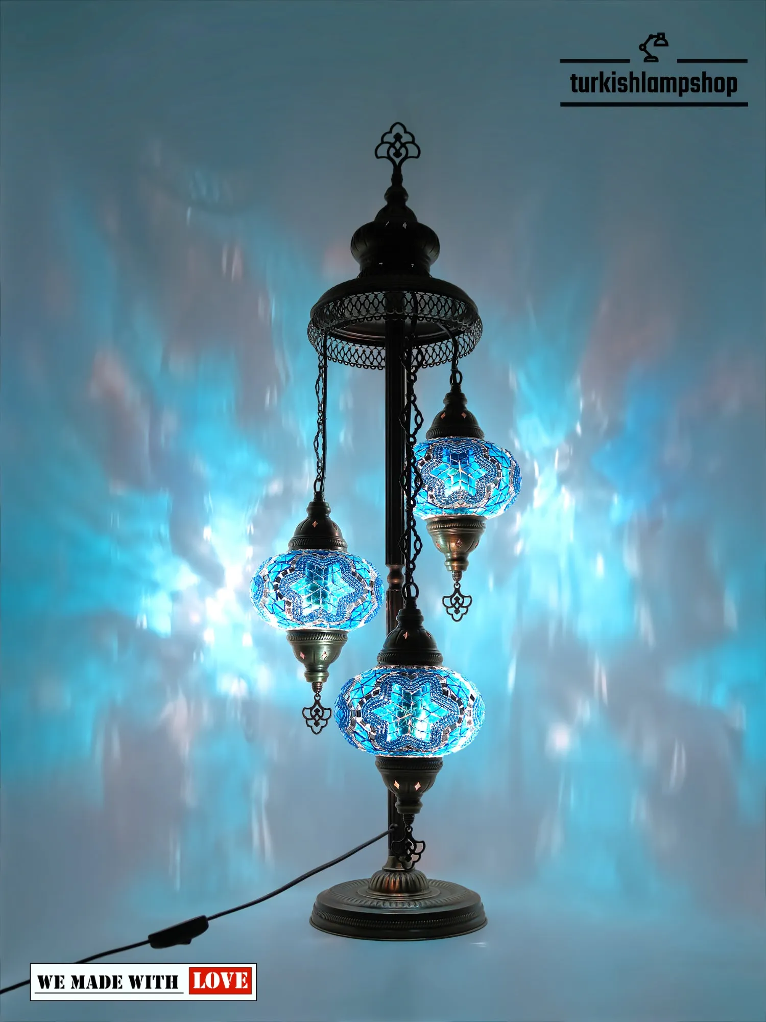 Mosaic Floor Lamp Turkish Design Colorful 3 Globe