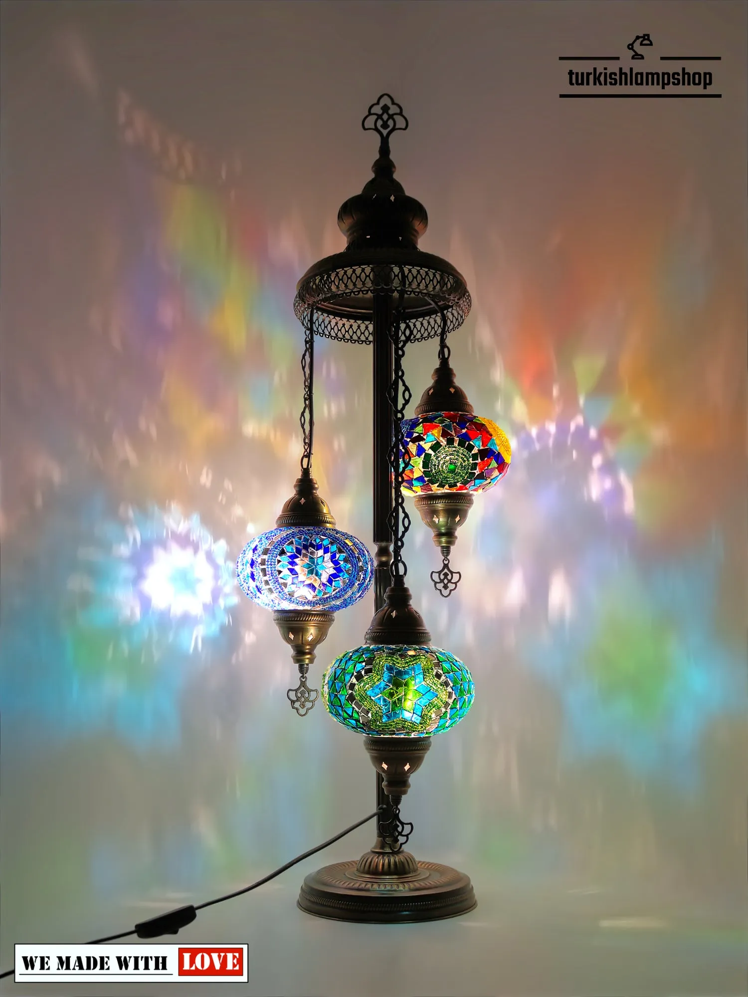 Mosaic Floor Lamp Turkish Design Colorful 3 Globe