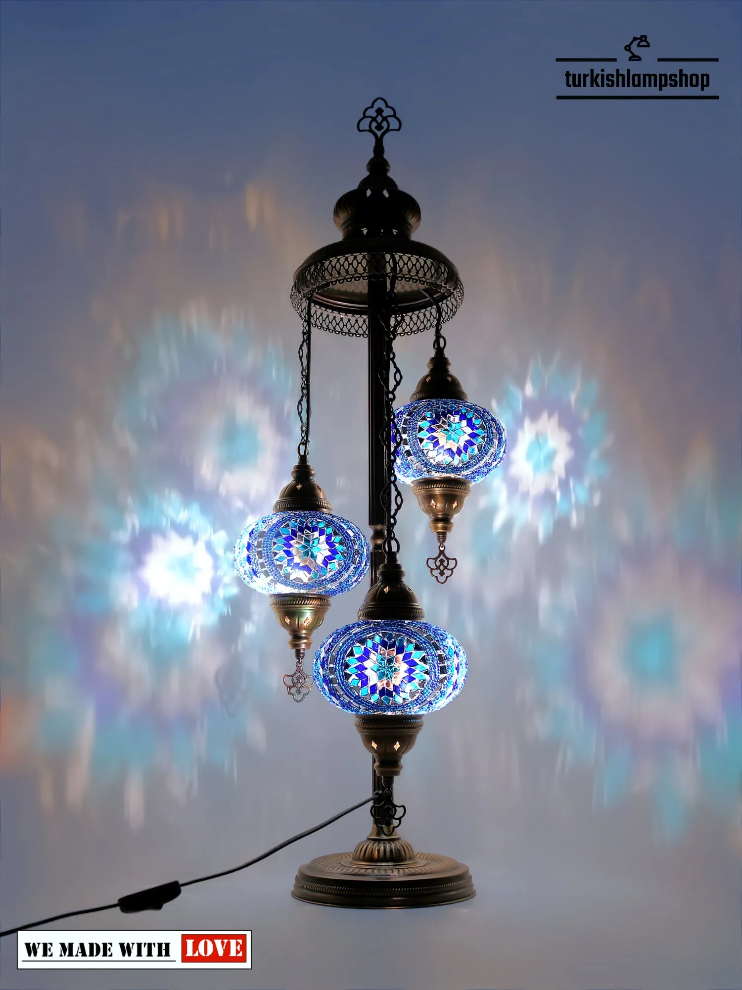 Mosaic Floor Lamp Turkish Design Colorful 3 Globe