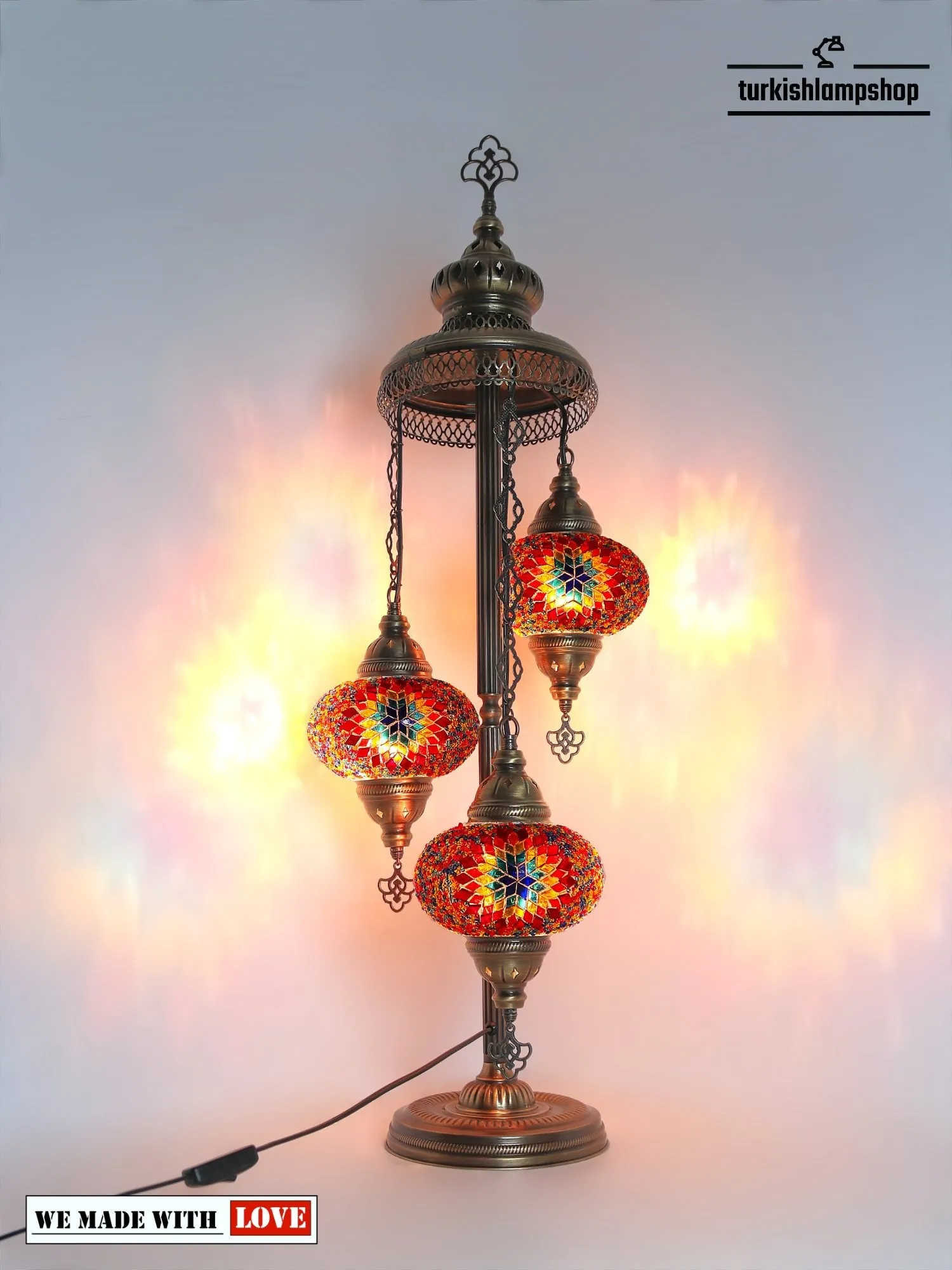 Mosaic Floor Lamp Turkish Design Colorful 3 Globe