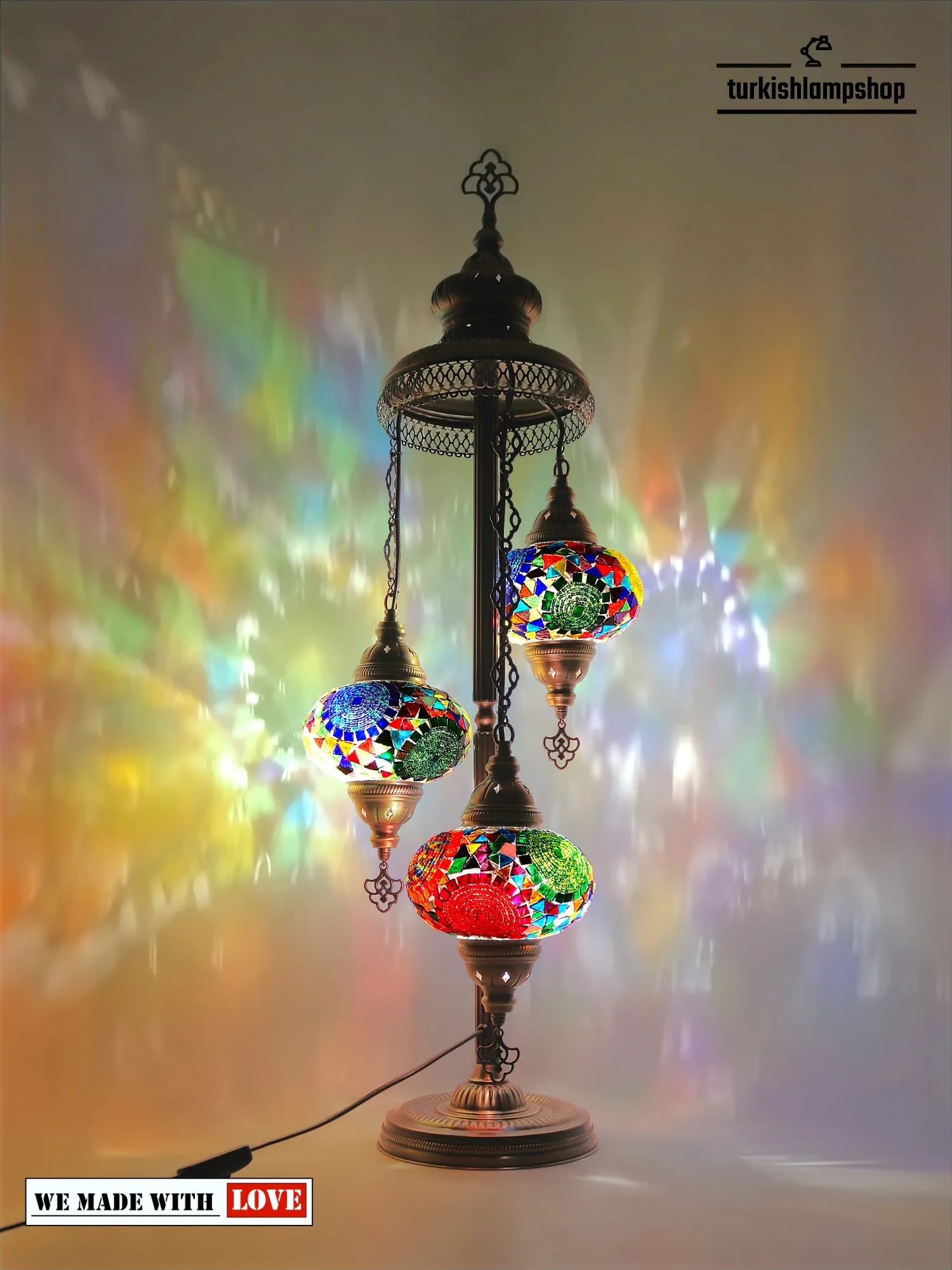 Mosaic Floor Lamp Turkish Design Colorful 3 Globe