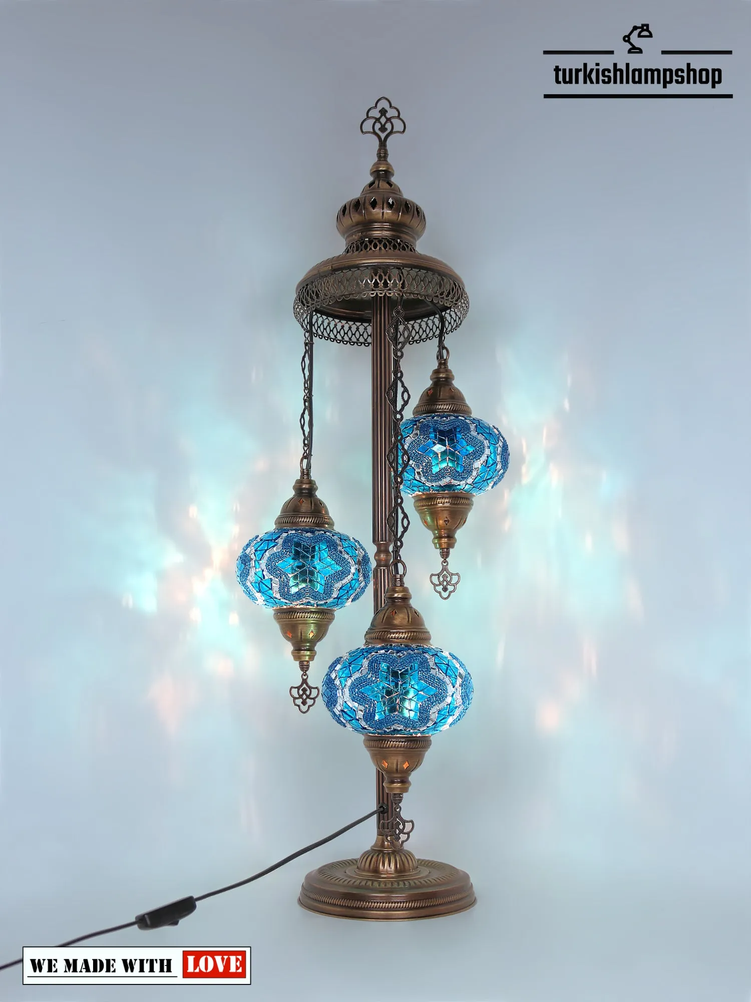 Mosaic Floor Lamp Turkish Design Colorful 3 Globe