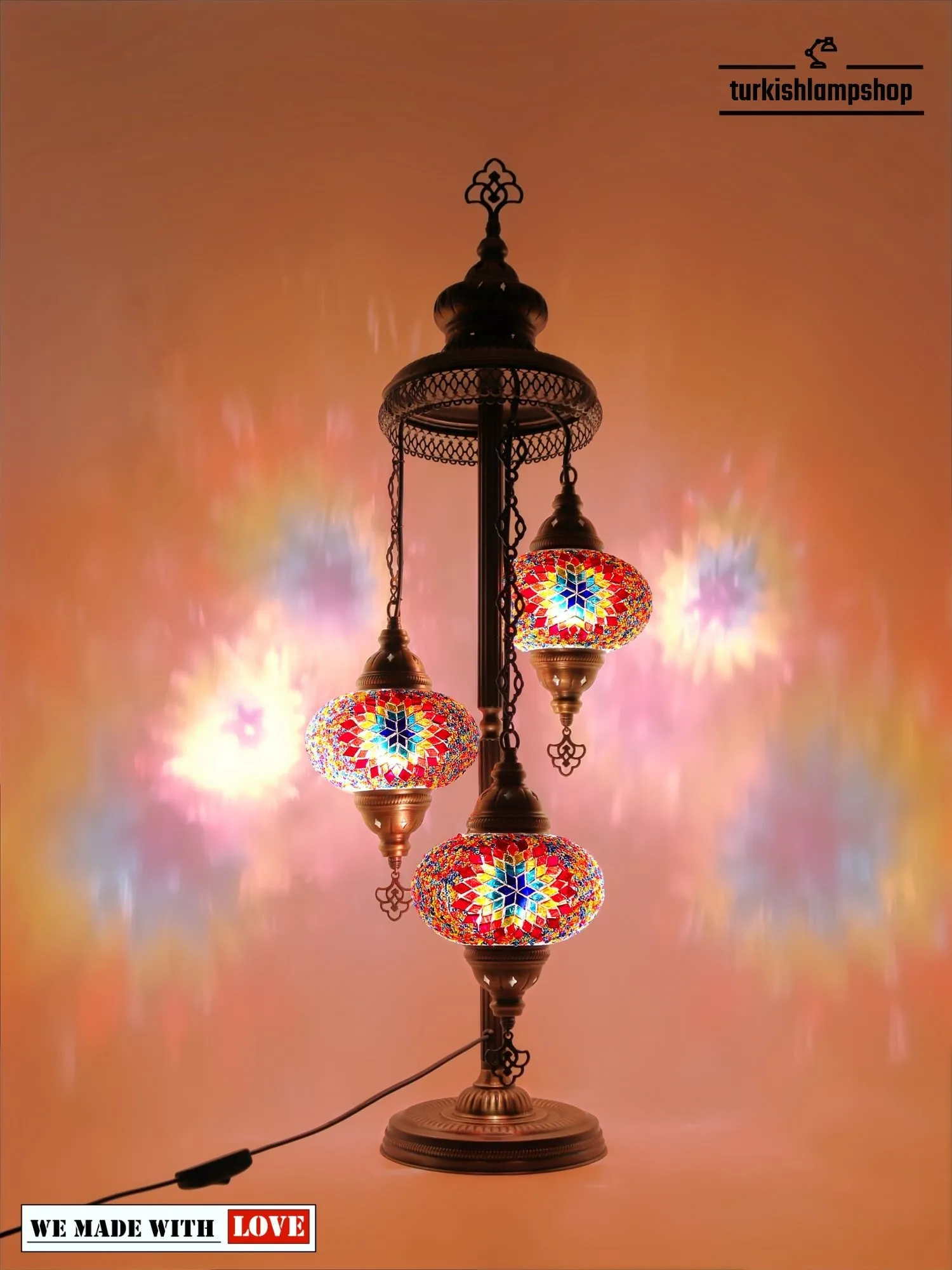 Mosaic Floor Lamp Turkish Design Colorful 3 Globe