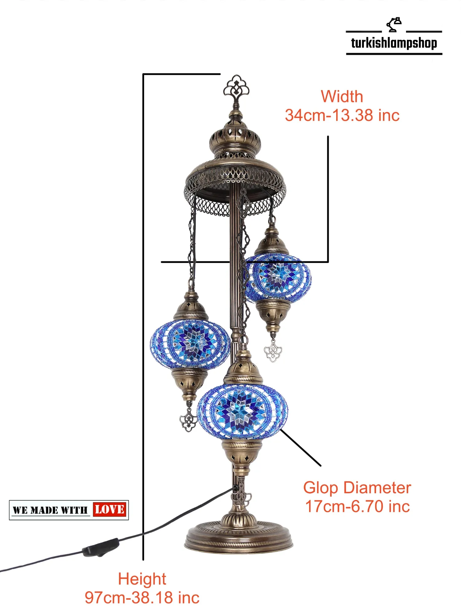 Mosaic Floor Lamp Turkish Design Colorful 3 Globe