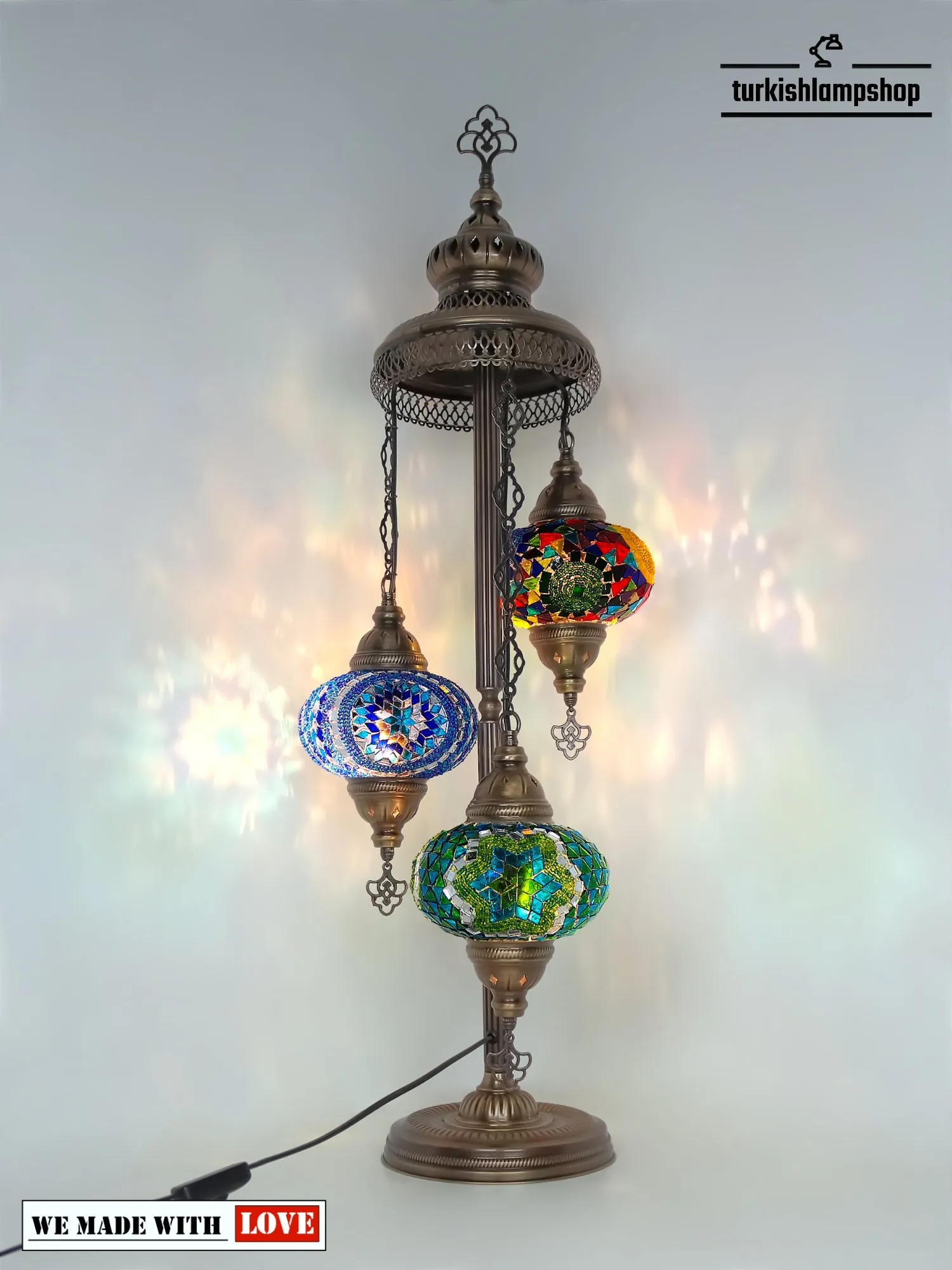 Mosaic Floor Lamp Turkish Design Colorful 3 Globe