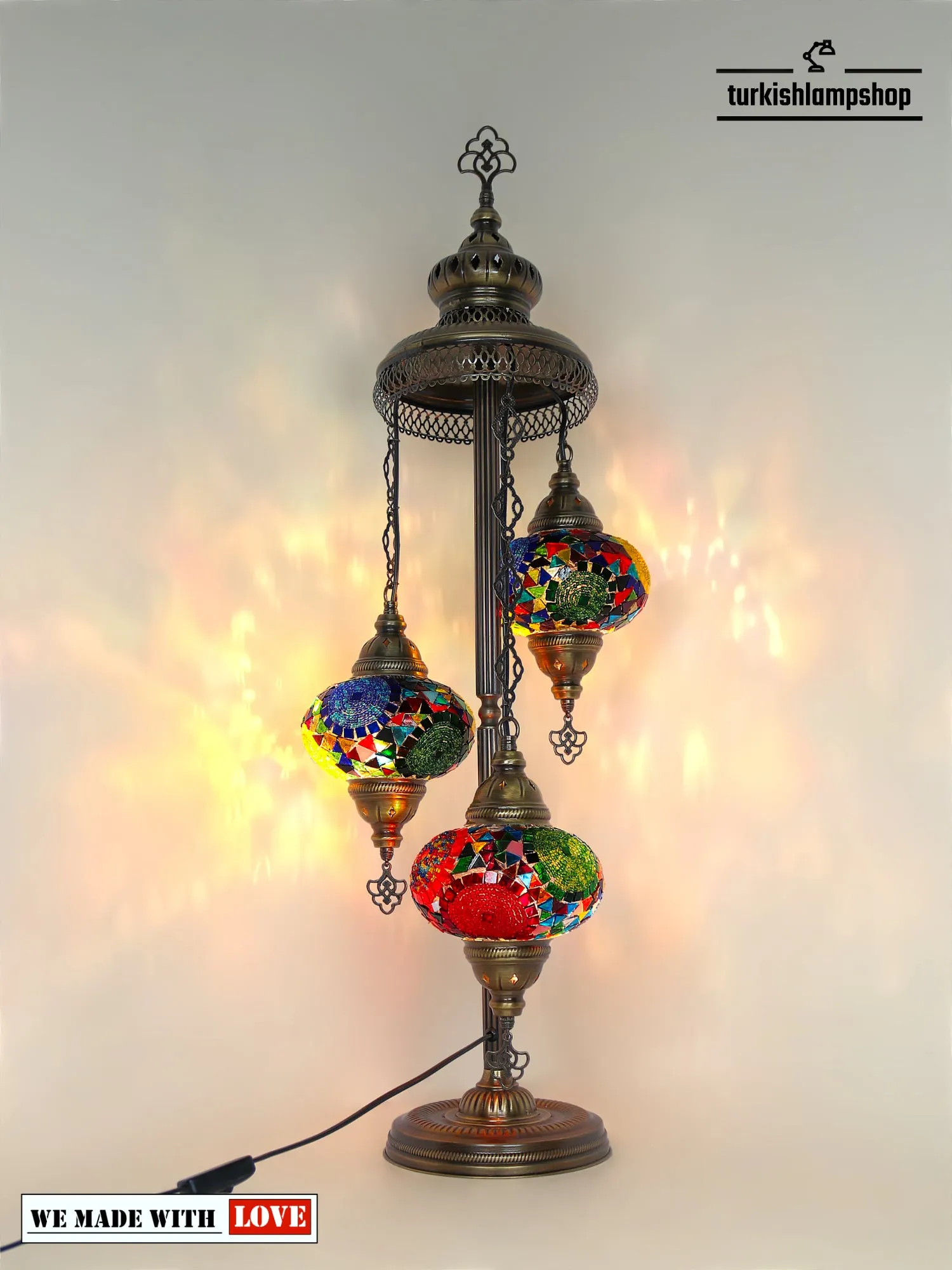 Mosaic Floor Lamp Turkish Design Colorful 3 Globe