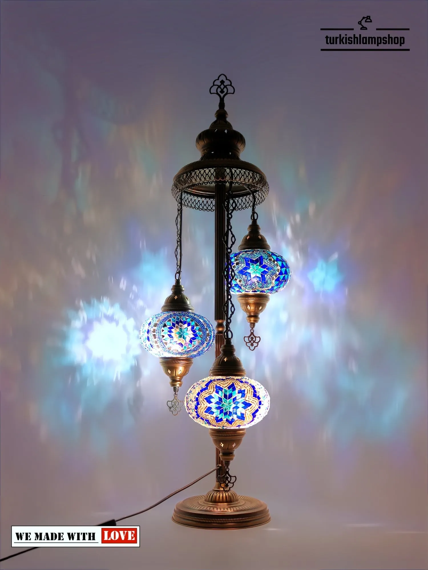 Mosaic Floor Lamp Turkish Design Colorful 3 Globe