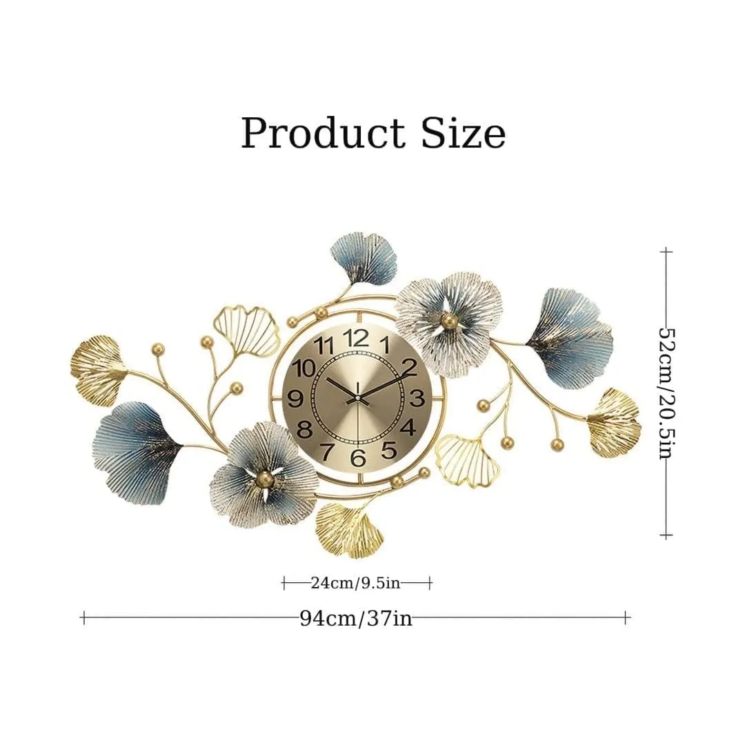Ms Overseas Metal Hanging Floral Wall Analog Clock Decorative For House/Living Room/Bedroom/Hall/Dining Hall Decoration (36 X 1 X 21 Inch), Multicolour