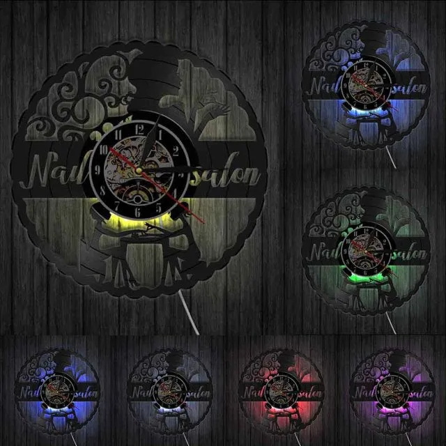 Nail Art Manicure Wall Clock For Nails Studio Can Be A Nail Salon Decor Decorative Or Used A Wall Watch Gift