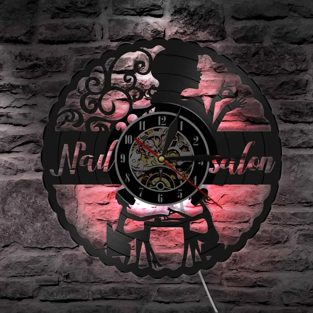 Nail Art Manicure Wall Clock For Nails Studio Can Be A Nail Salon Decor Decorative Or Used A Wall Watch Gift