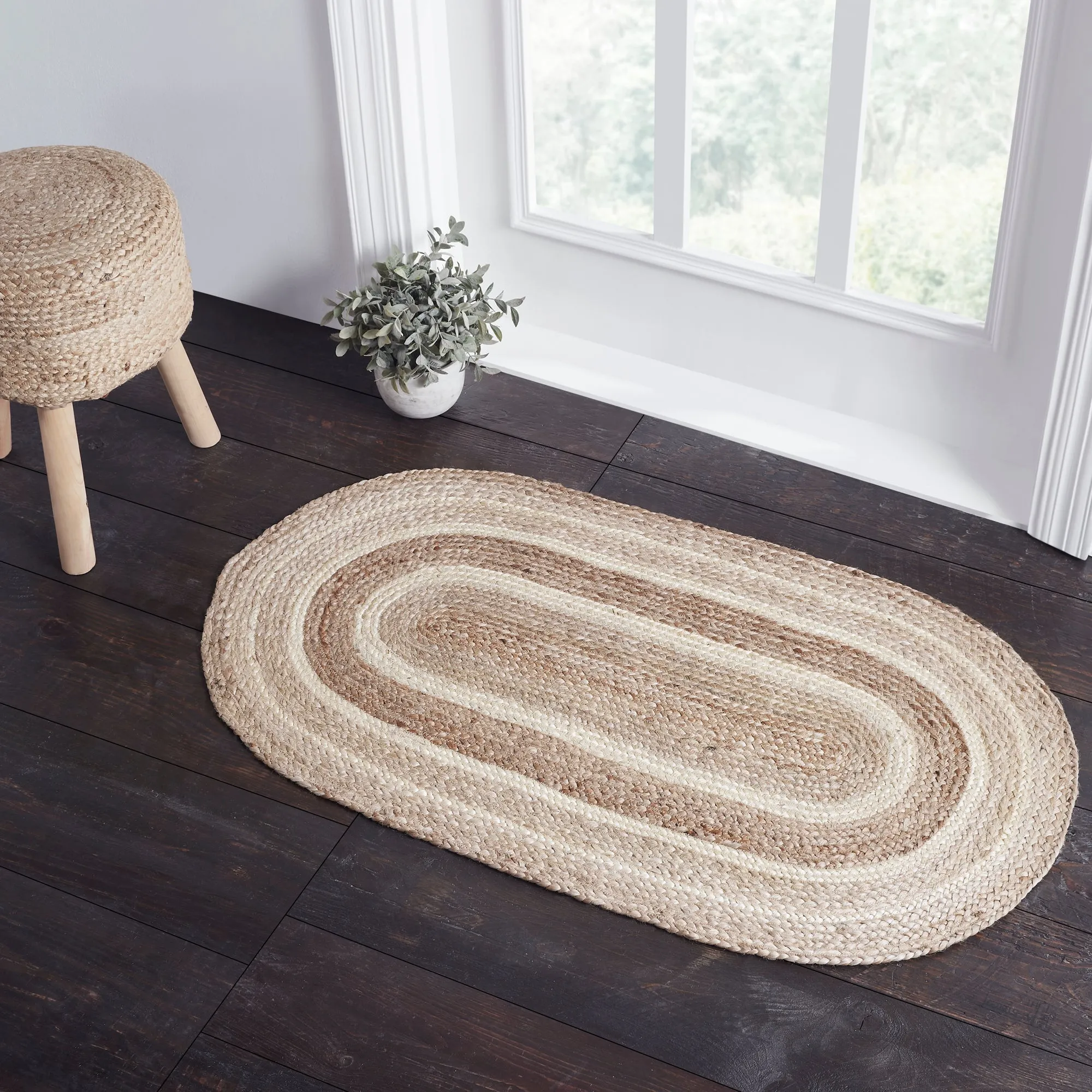 Natural & Creme Jute Rug