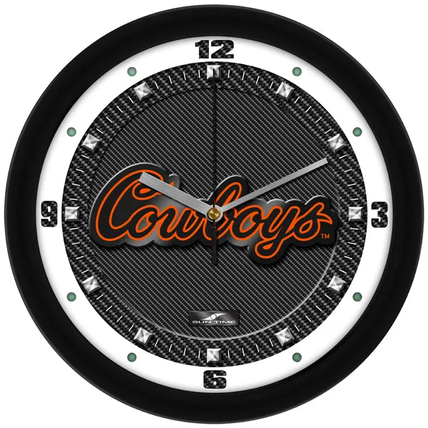 Oklahoma State Wall Clock - Carbon Fiber Textured