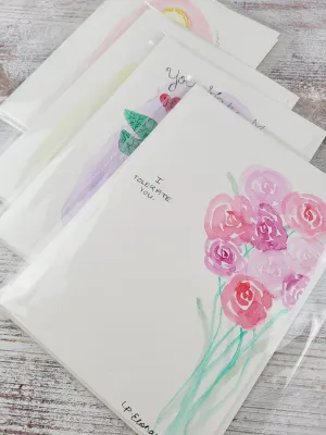 Original Art by Paige Elshaw, Valentines Watercolour Greeting Cards (5x7)