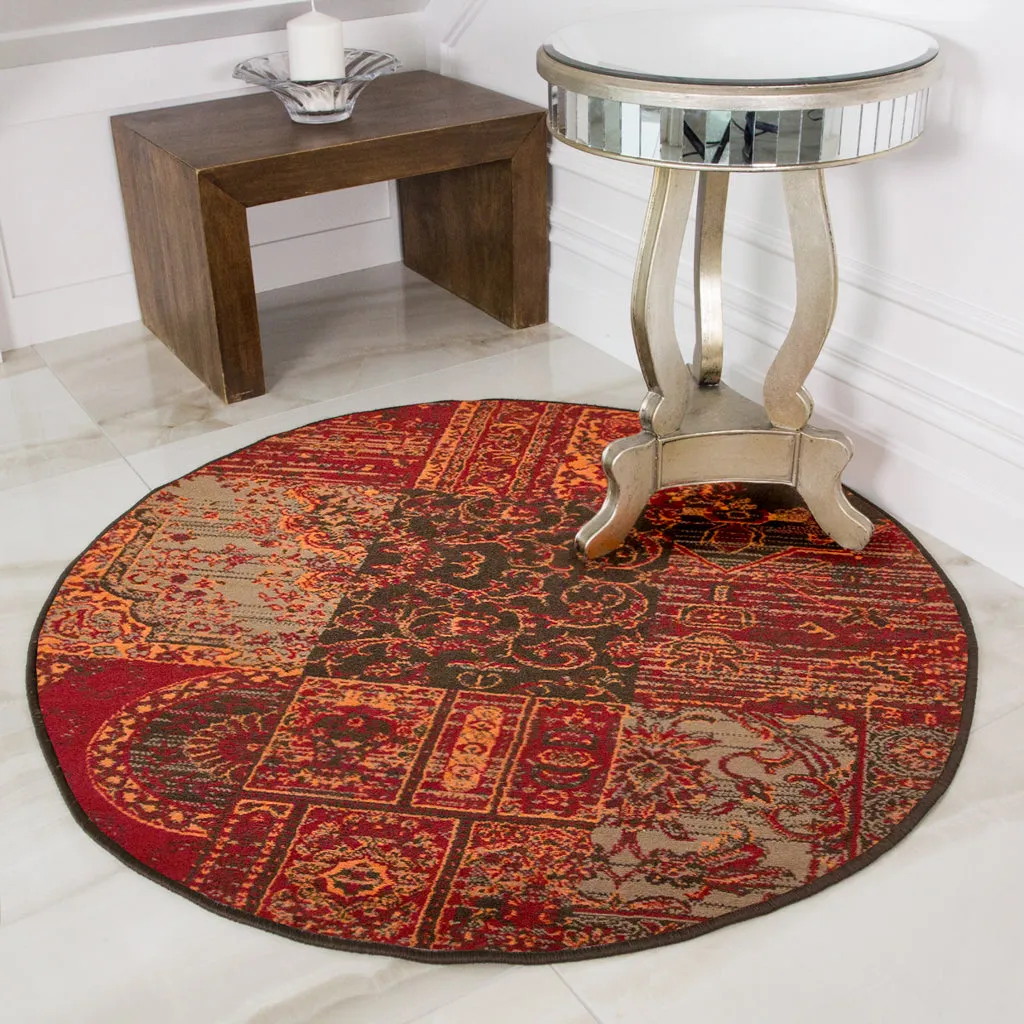 Patchwork Wine Living Room Rug