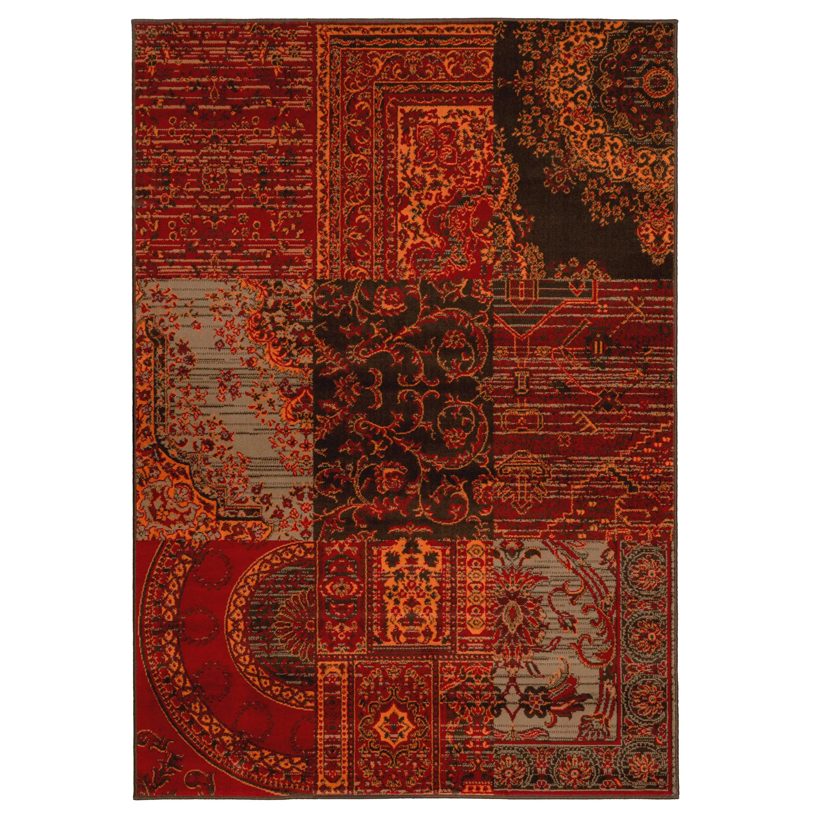 Patchwork Wine Living Room Rug