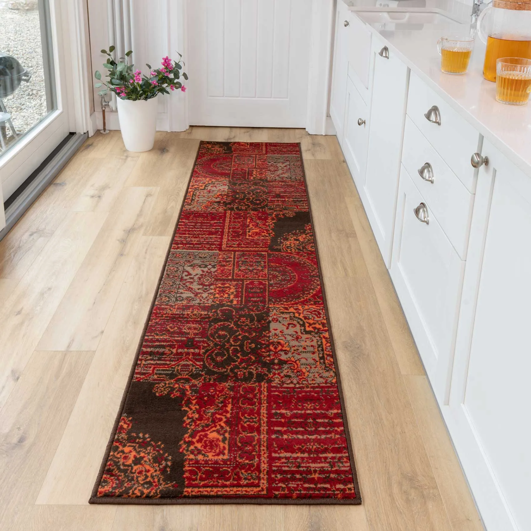 Patchwork Wine Living Room Rug
