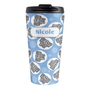 Personalized Cute Blue Elephant Pattern Travel Mug