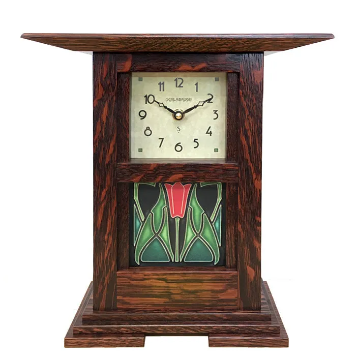 Prairie style clock with Motawi tile inset