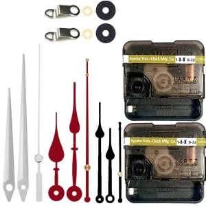 QEWINOX® ombo of 2 Ajanja Mfg. Quartz Machine for Big Size Wall Clock,Battery Operated,Clock Movement Machine with Needles and Hook 12 MM (Needles : Antique (Silver,Maroon,Black 5)